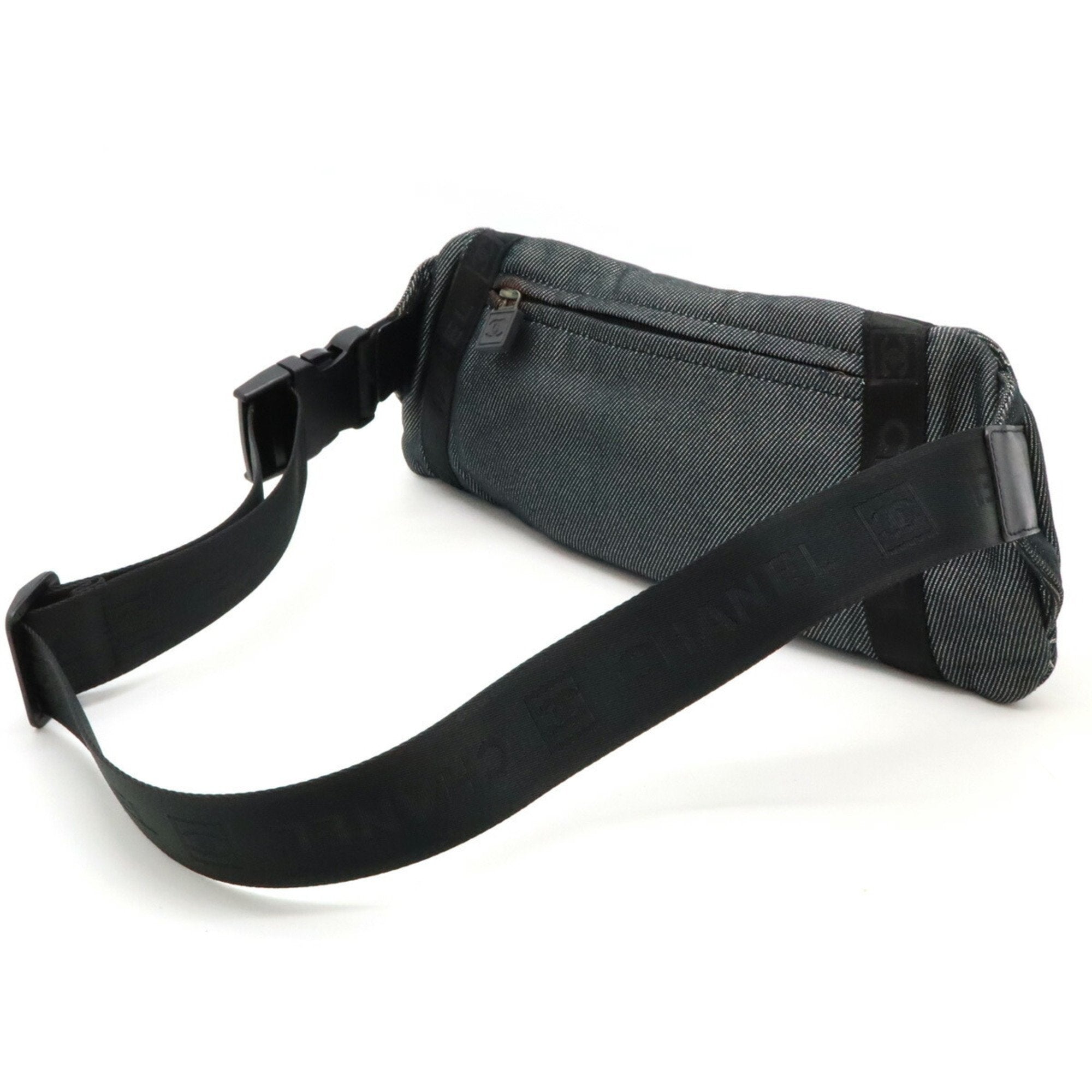 Chanel Black Jacquard Leather Pouch Sling Bag (Pre-Owned)