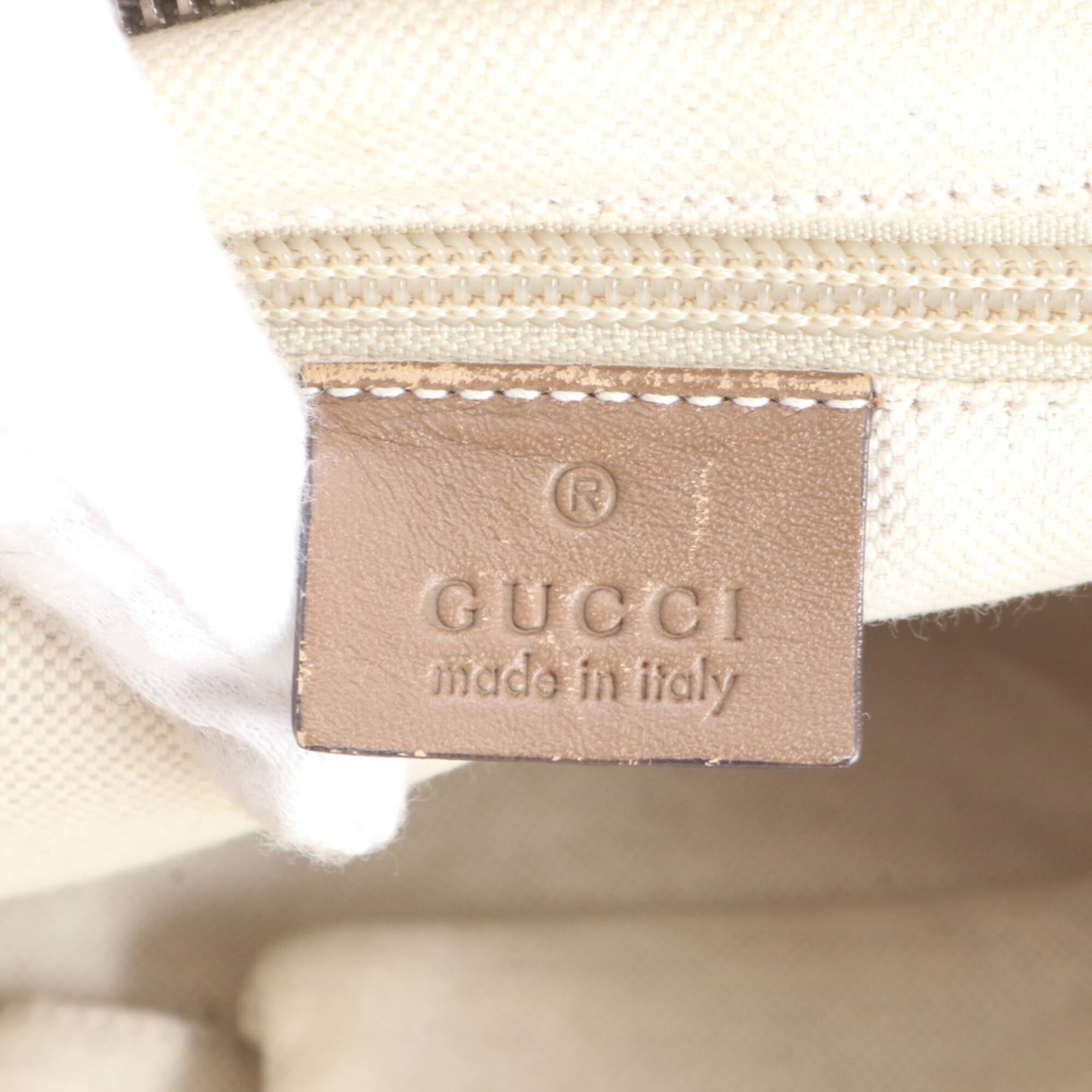 Gucci Beige Brown Nylon Leather Messenger Bag Shoulder Bag (Pre-Owned)