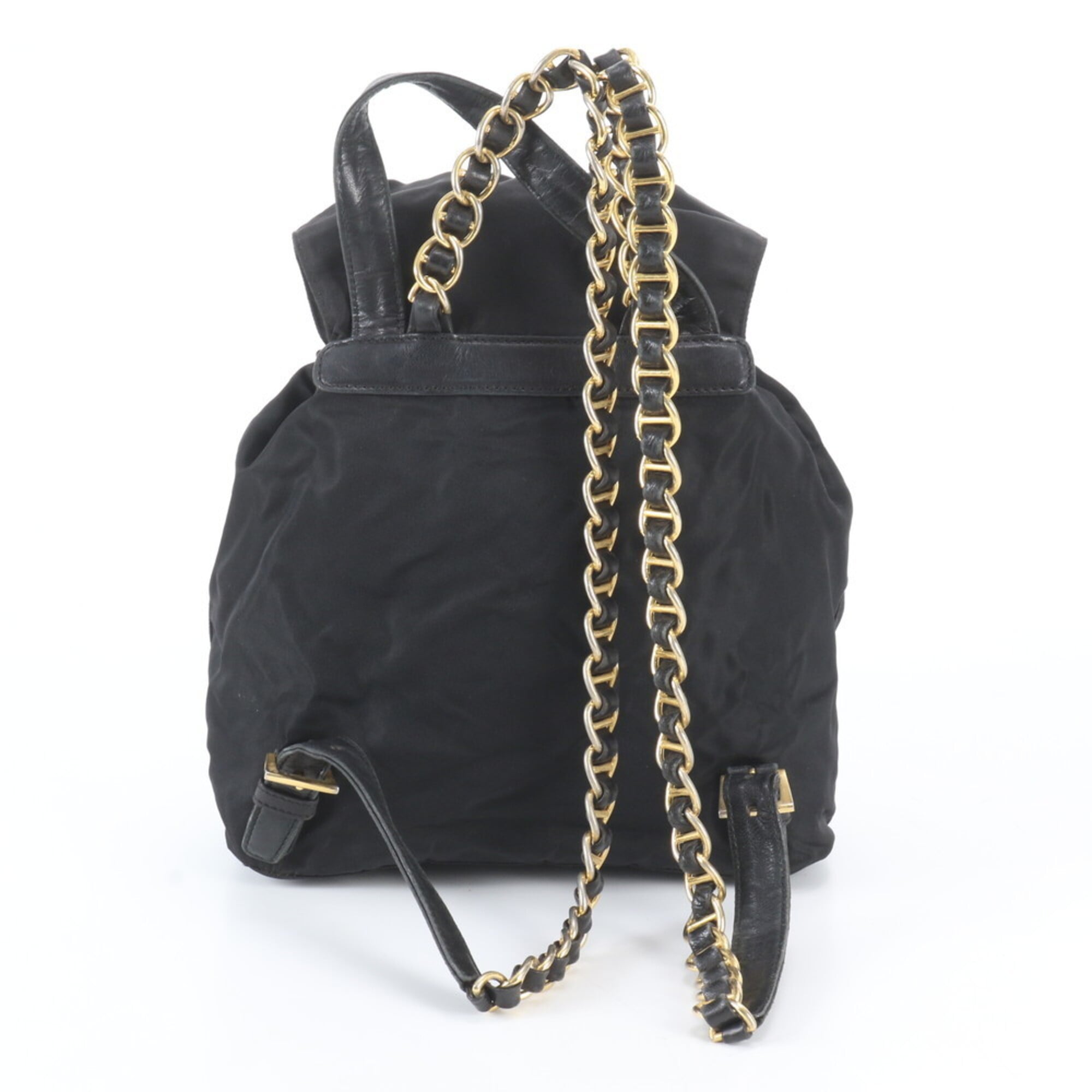 Prada Black Nylon Leather Backpack Shoulder Bag (Pre-Owned)