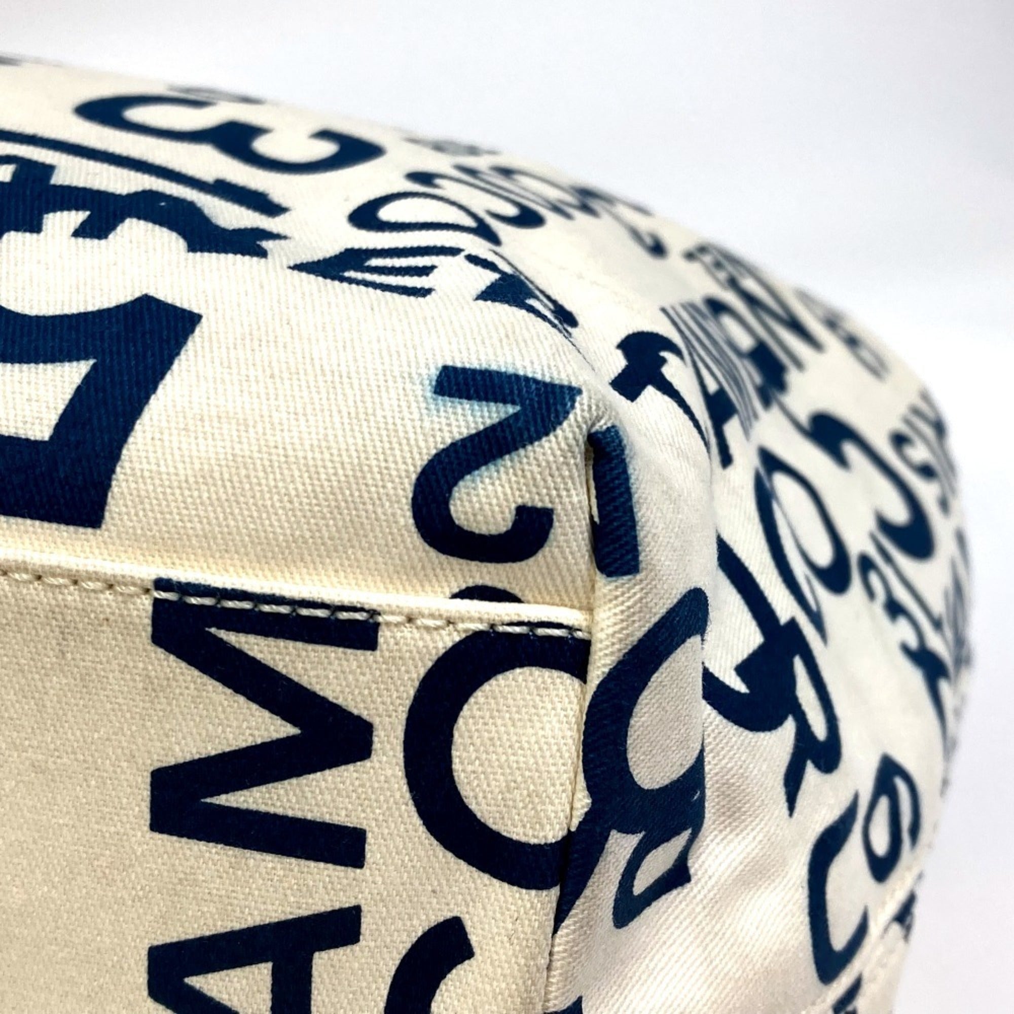 Chanel Navy White Canvas Shoulder Bag Tote Bag (Pre-Owned)
