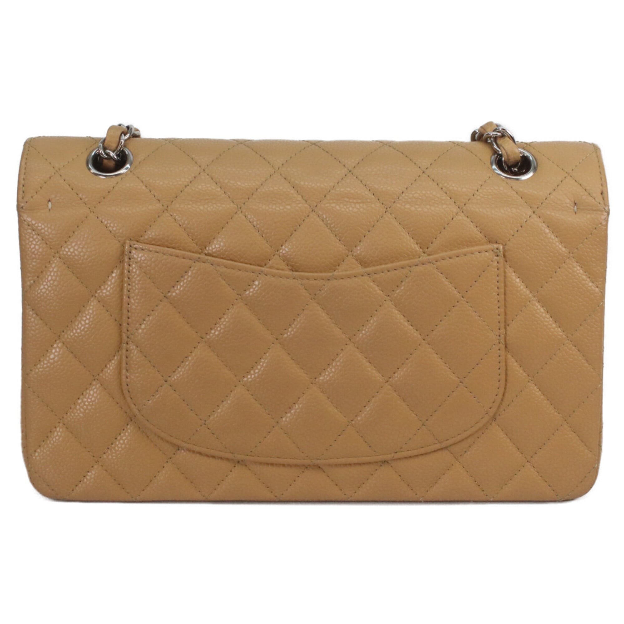 Chanel Beige Grained Calfskin Shoulder Bag (Pre-Owned)