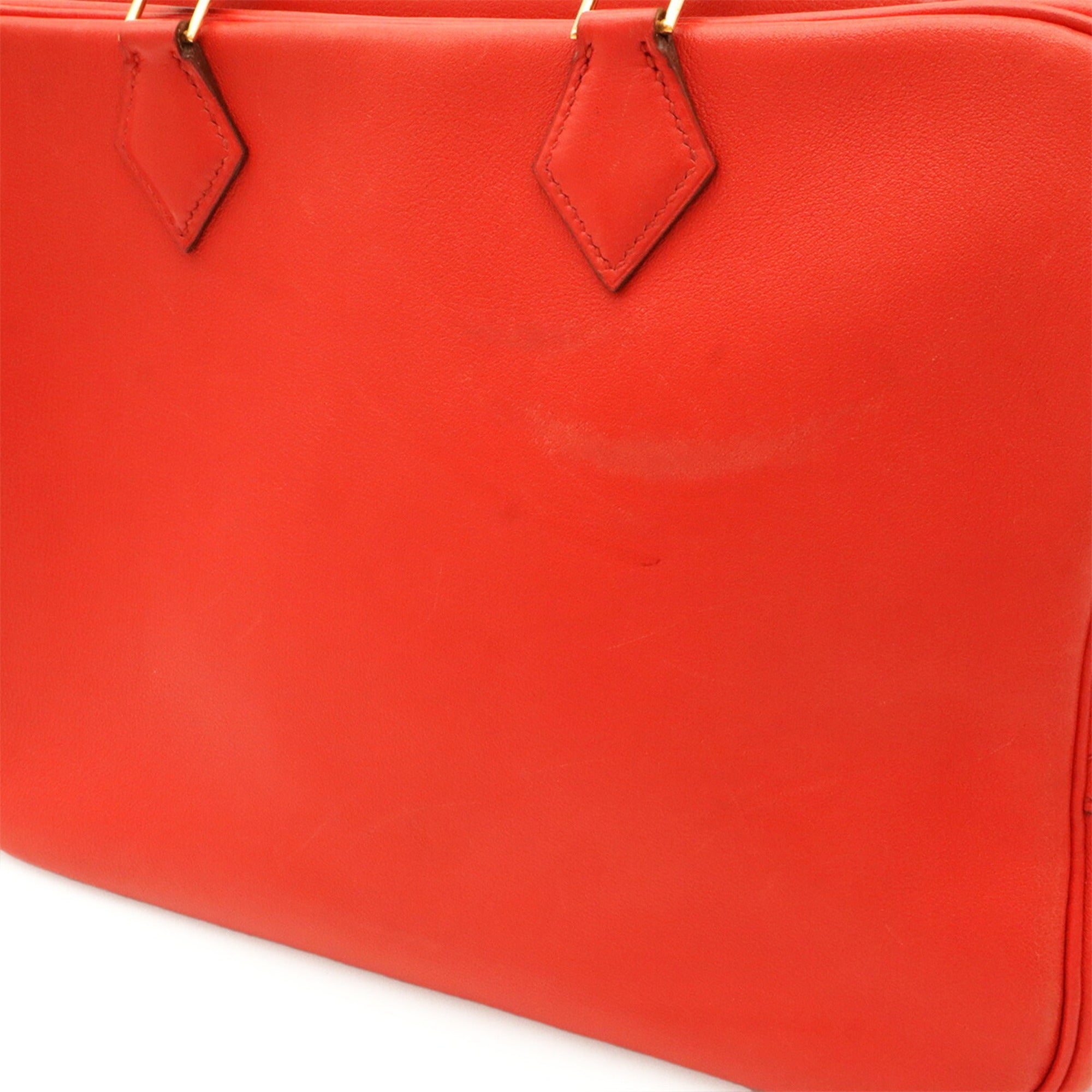 Hermes Red Color Rouge Vif Courchevel Leather Handbag Tote Bag (Pre-Owned)