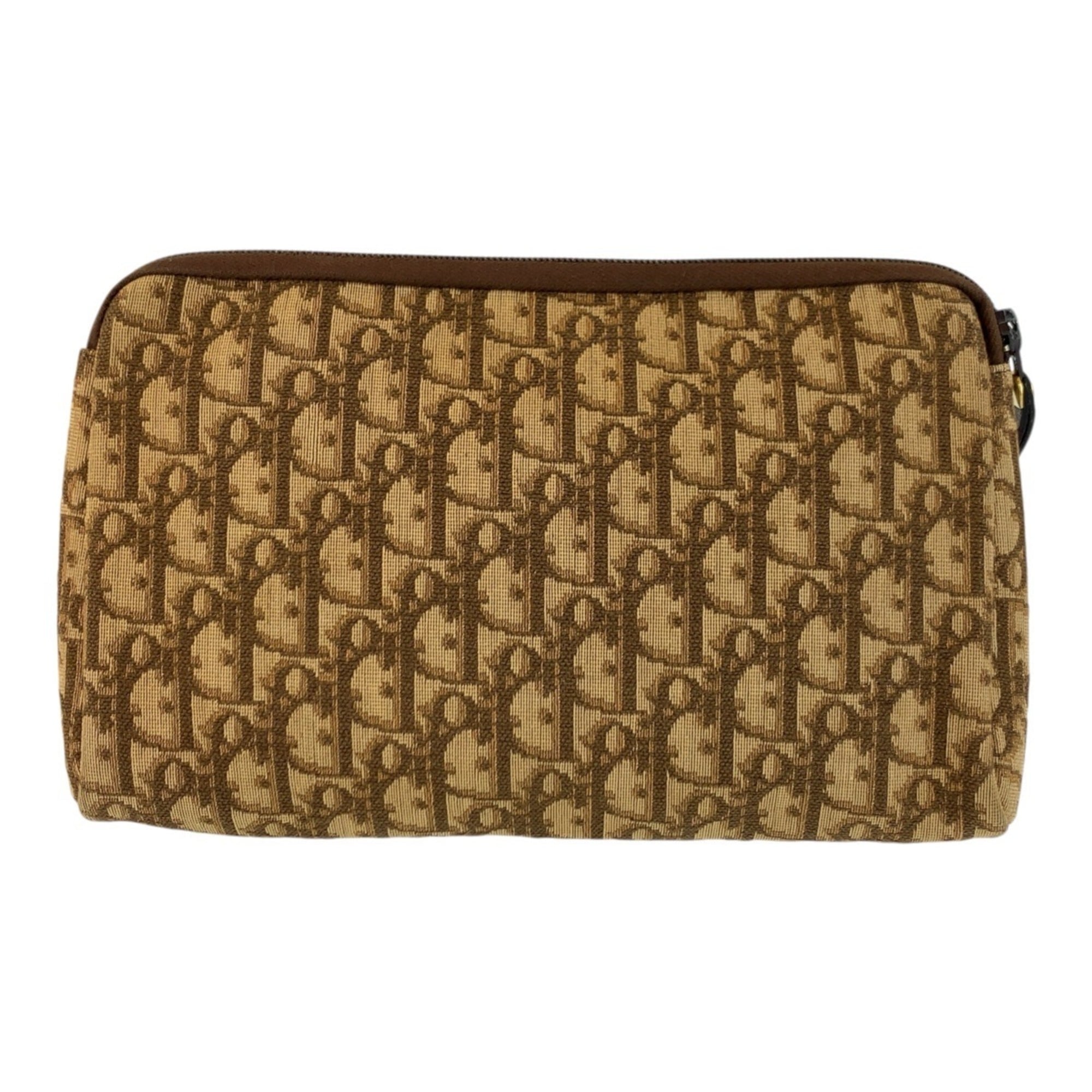 Christian Dior Beige Brown Canvas Leather Clutch Bag (Pre-Owned)