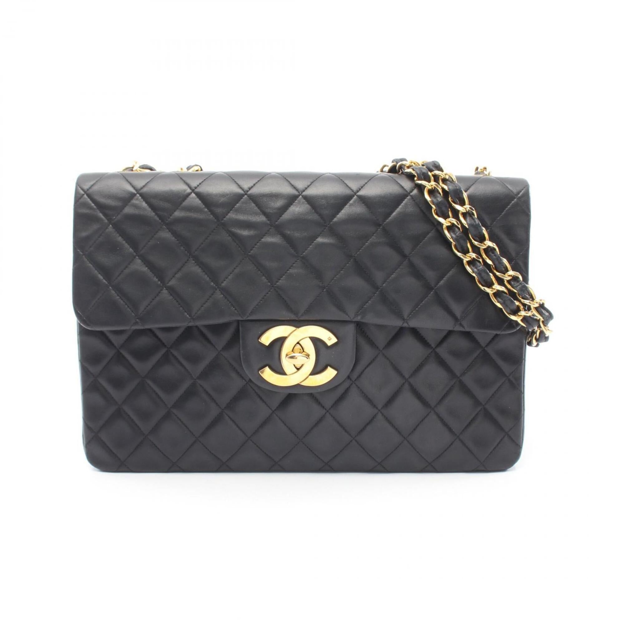 Chanel Black Leather Handbag Shoulder Bag (Pre-Owned)