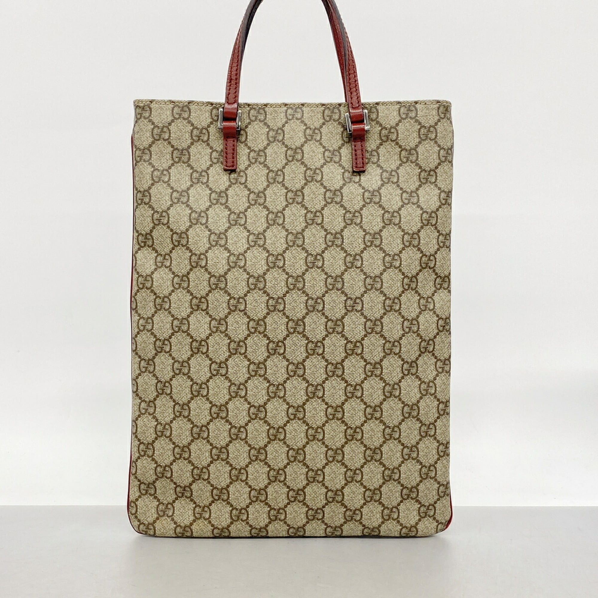 Gucci Brown Red Color Pvc Tote Bag (Pre-Owned)