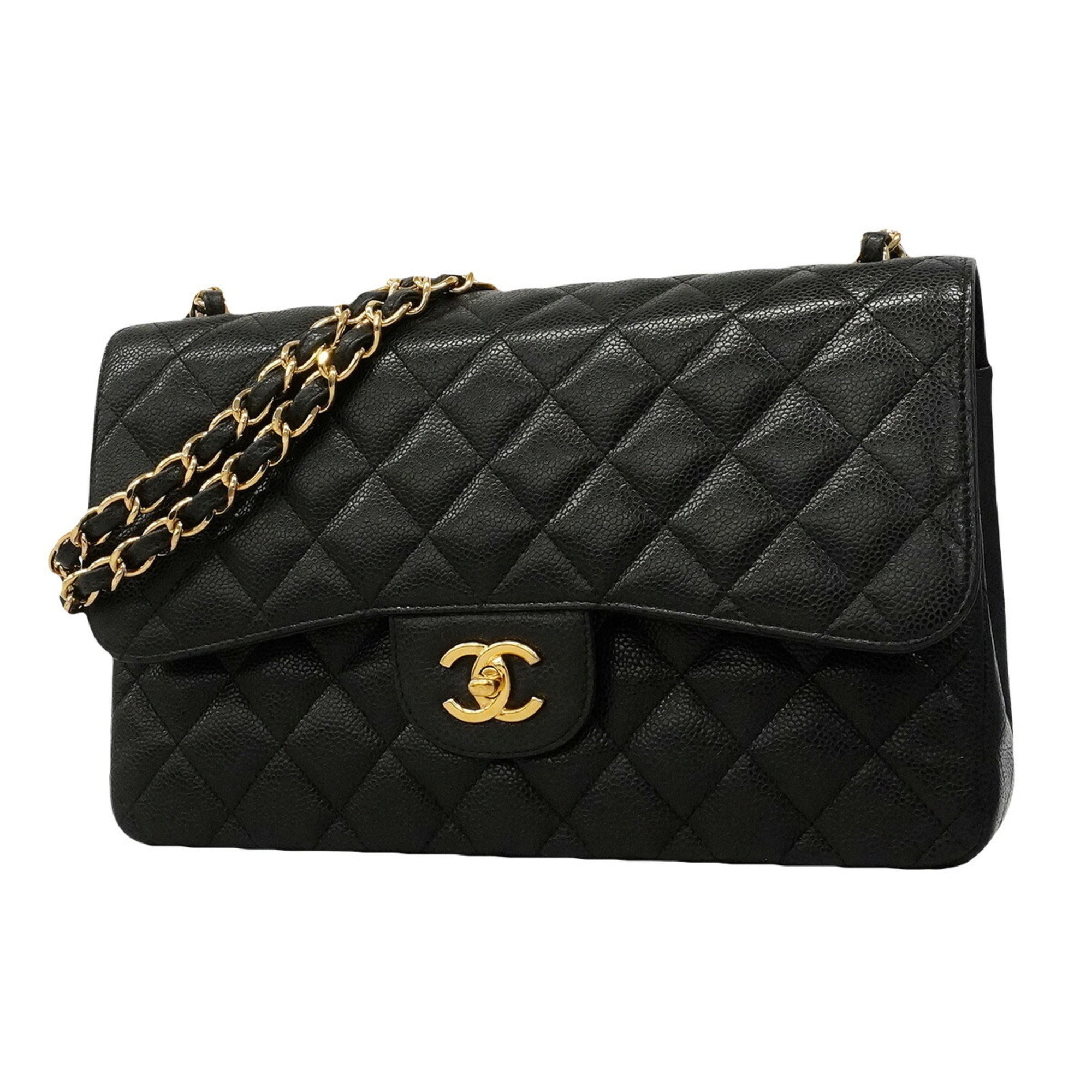 Chanel Black Grained Calfskin Shoulder Bag (Pre-Owned)