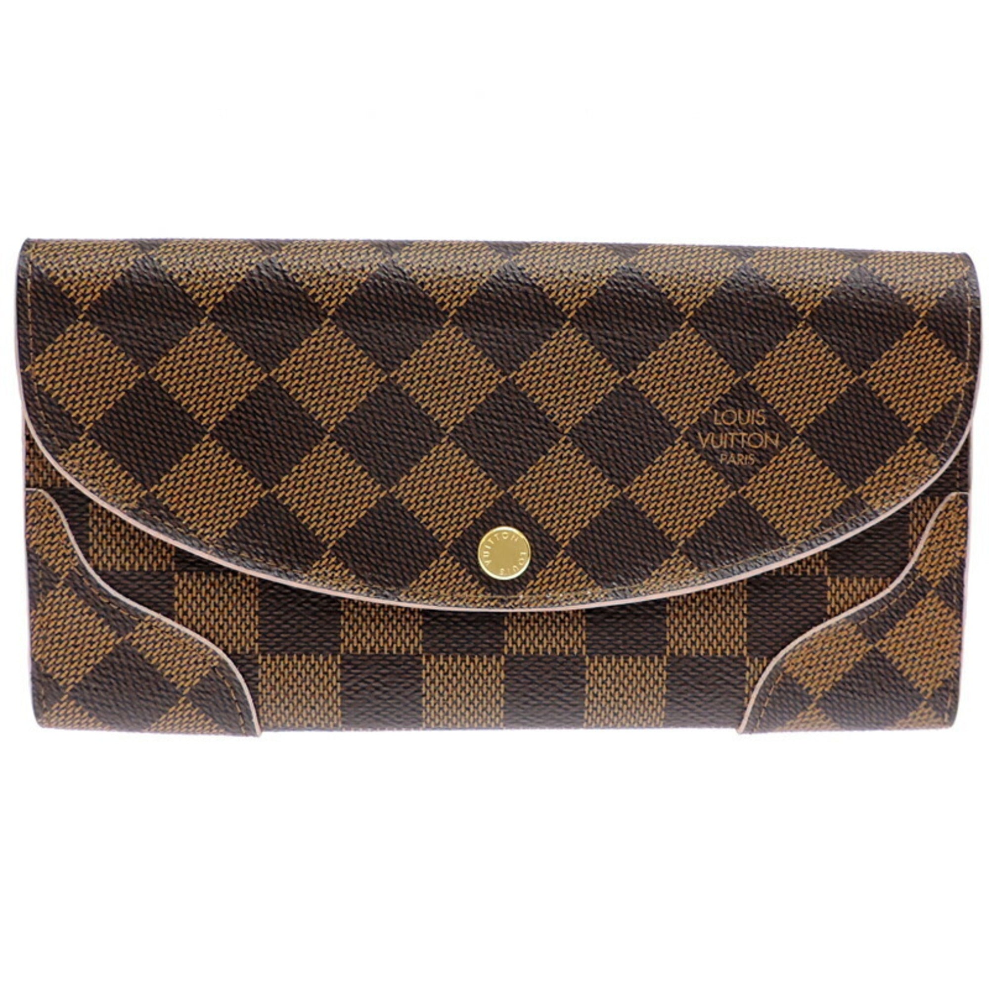 Louis Vuitton Brown Ebene Pink Rose Ballerine Damier Canvas Long Wallet (Bi-Fold) (Pre-Owned)