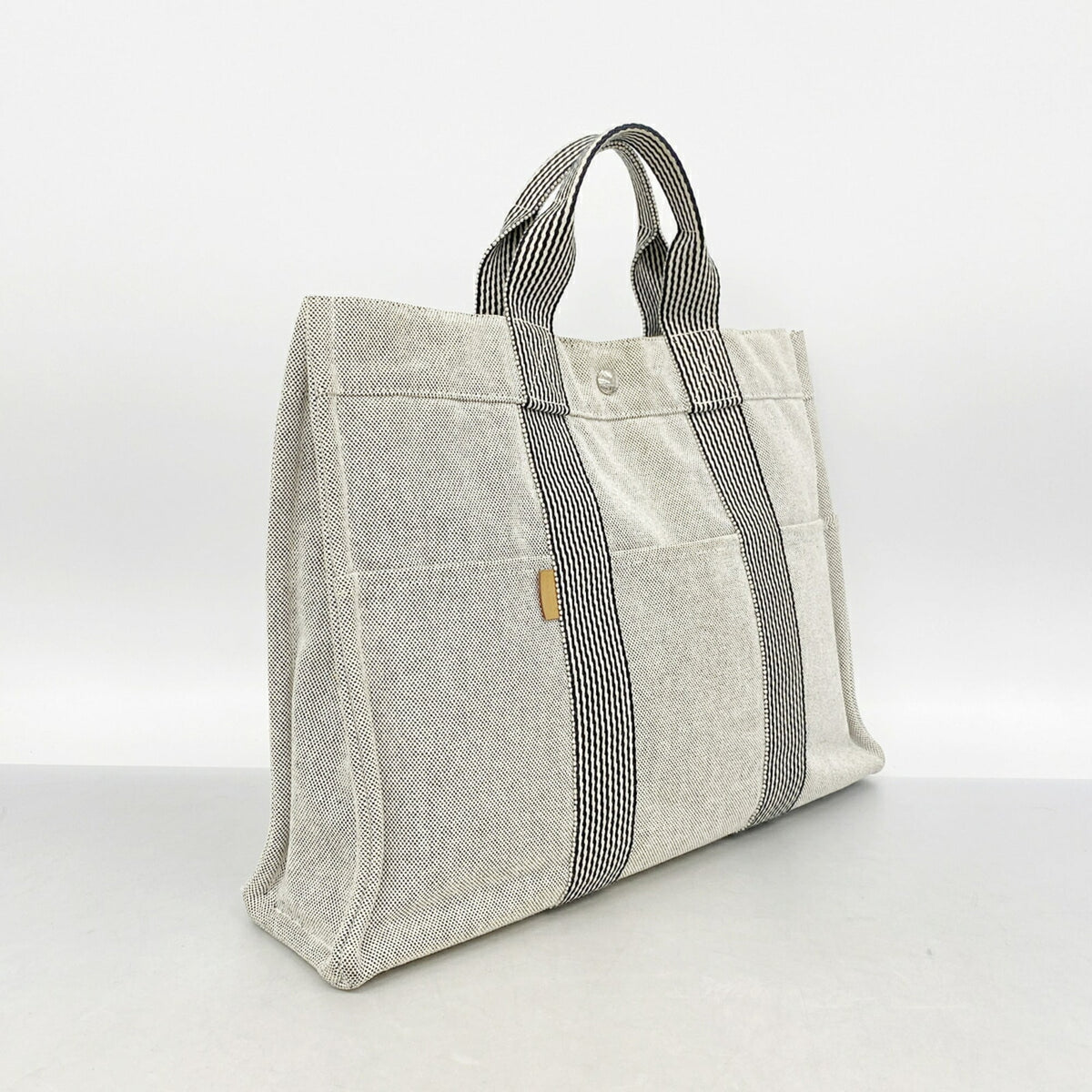 Hermes Gray Canvas Tote Bag (Pre-Owned)
