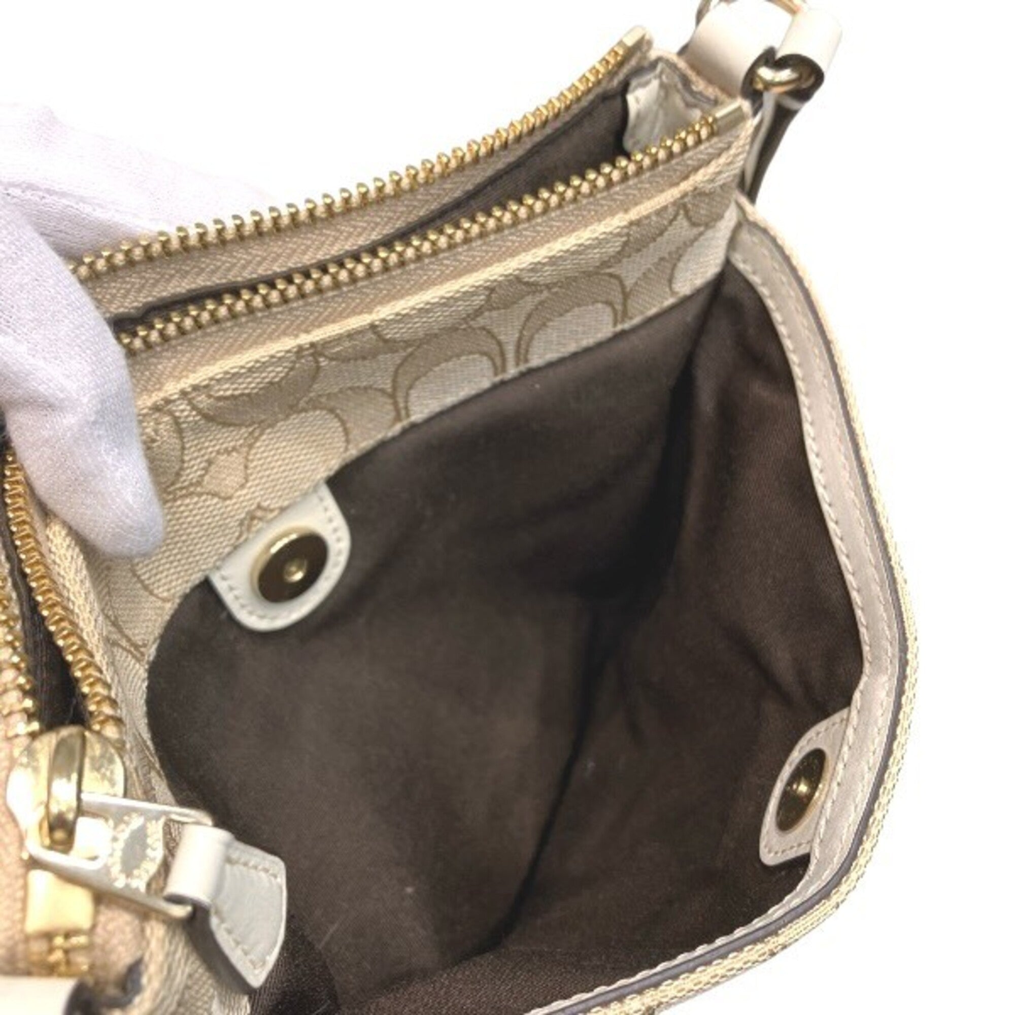 Coach Beige Signature Line Shoulder Bag (Pre-Owned)