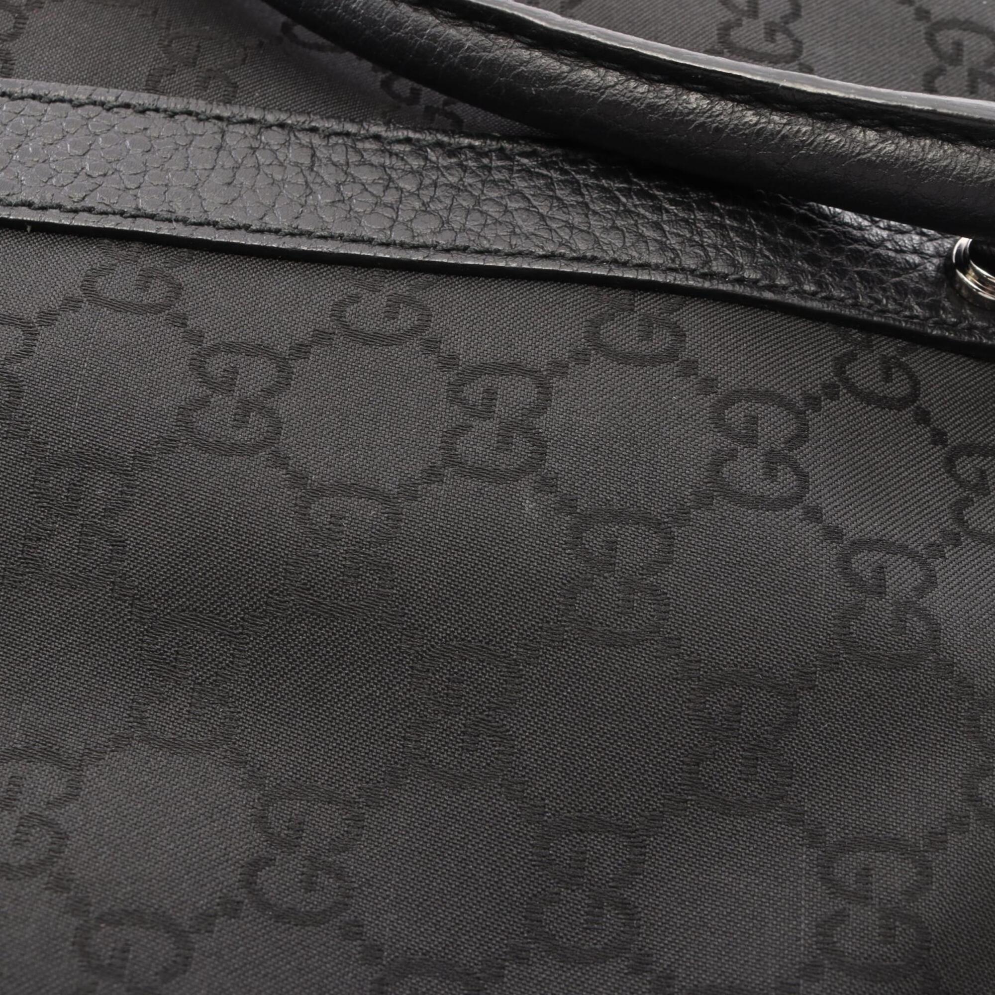 Gucci Black Leather Nylon Canvas Handbag Tote Bag (Pre-Owned)