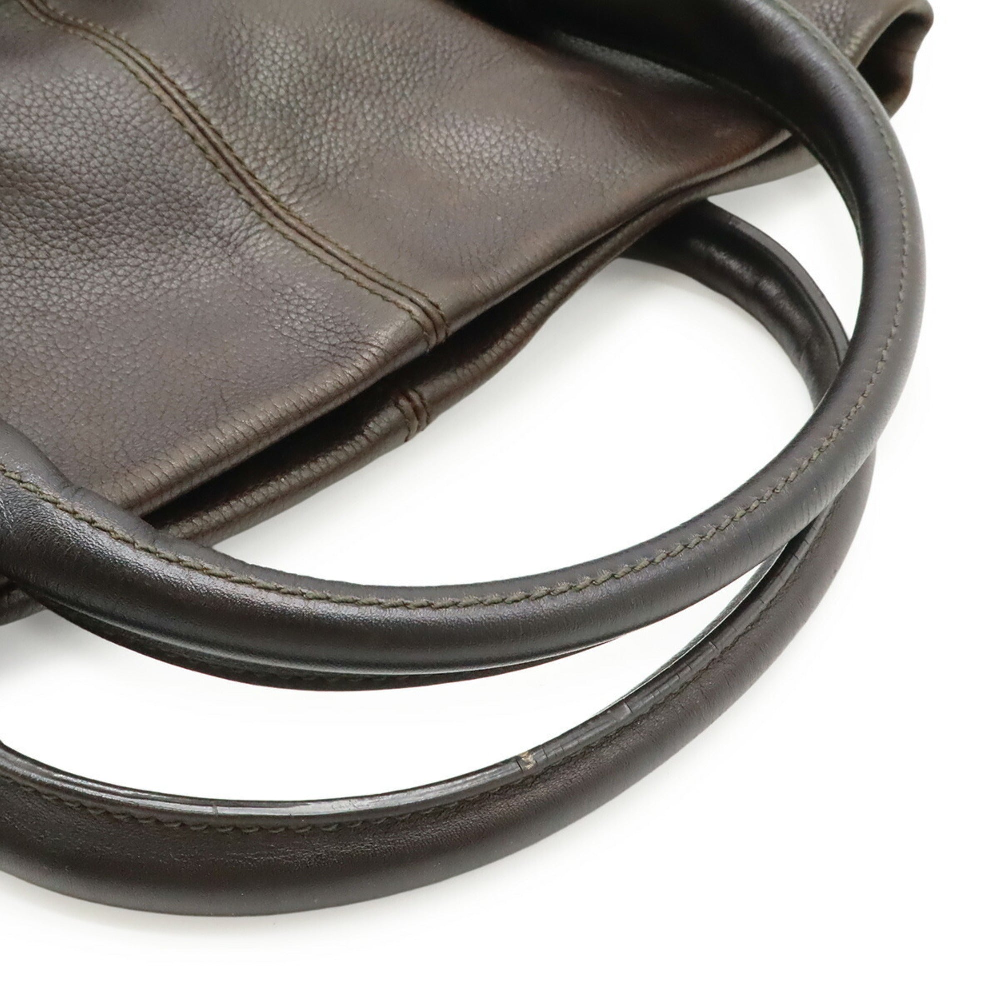 Salvatore Ferragamo Dark Brown Leather Handbag Tote Bag (Pre-Owned)