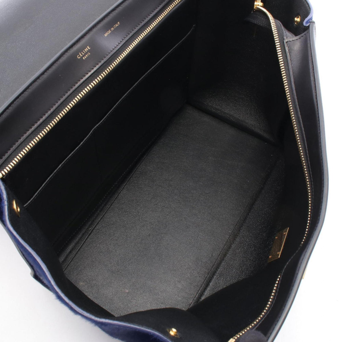 Celine Black Blue Brown Leather Handbag (Pre-Owned)