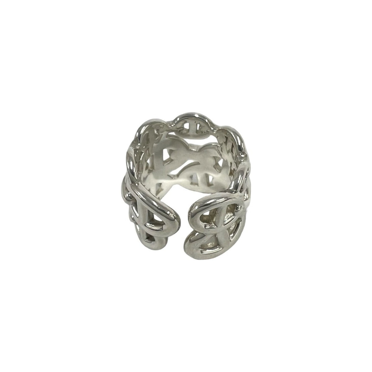 Hermes Silver Silver 925 Band Ring (Pre-Owned)