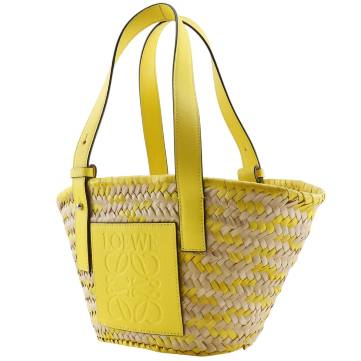 Loewe Yellow Raffia Leather Basket Tote Bag (Pre-Owned)