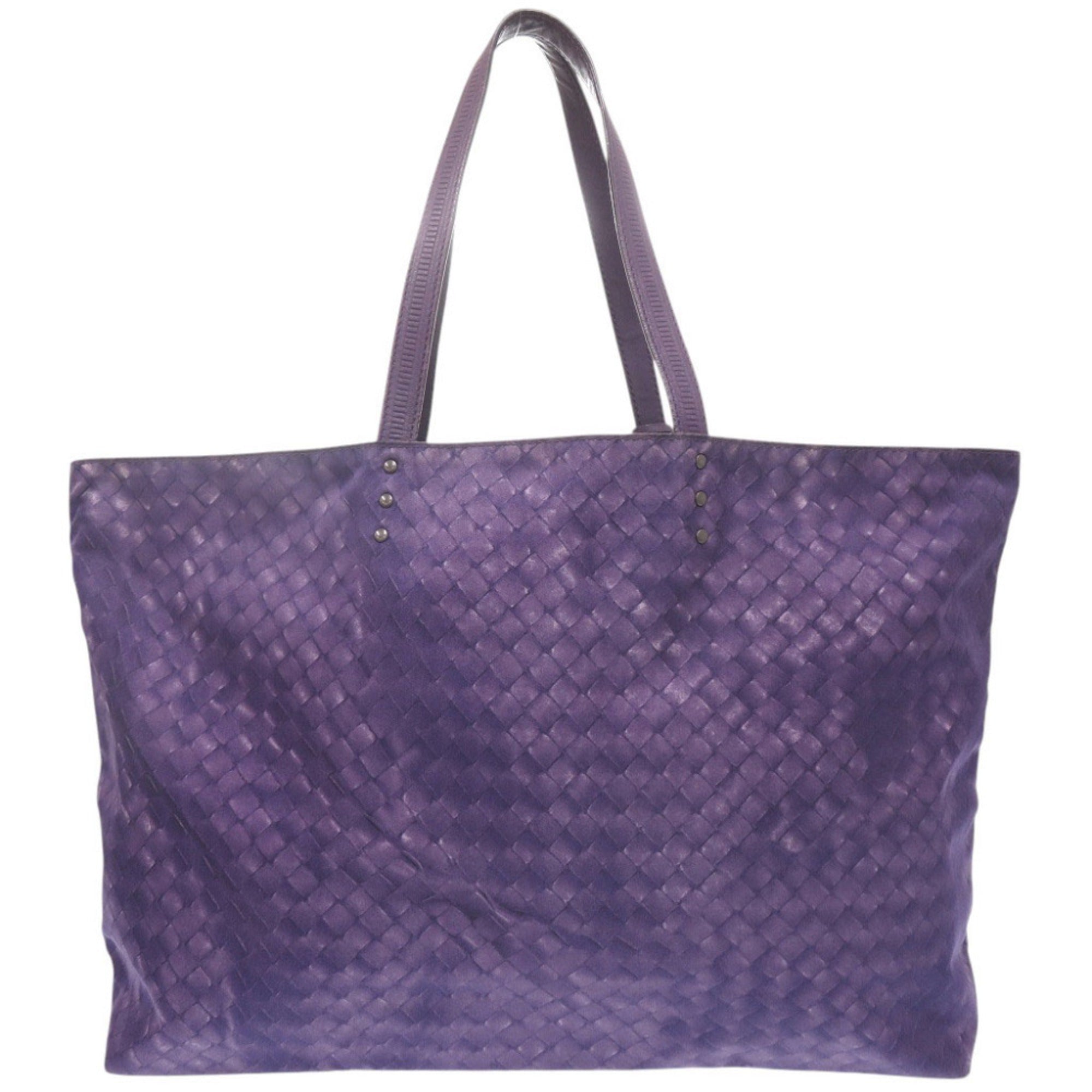 Bottega Veneta Purple Nylon Leather Tote Bag (Pre-Owned)