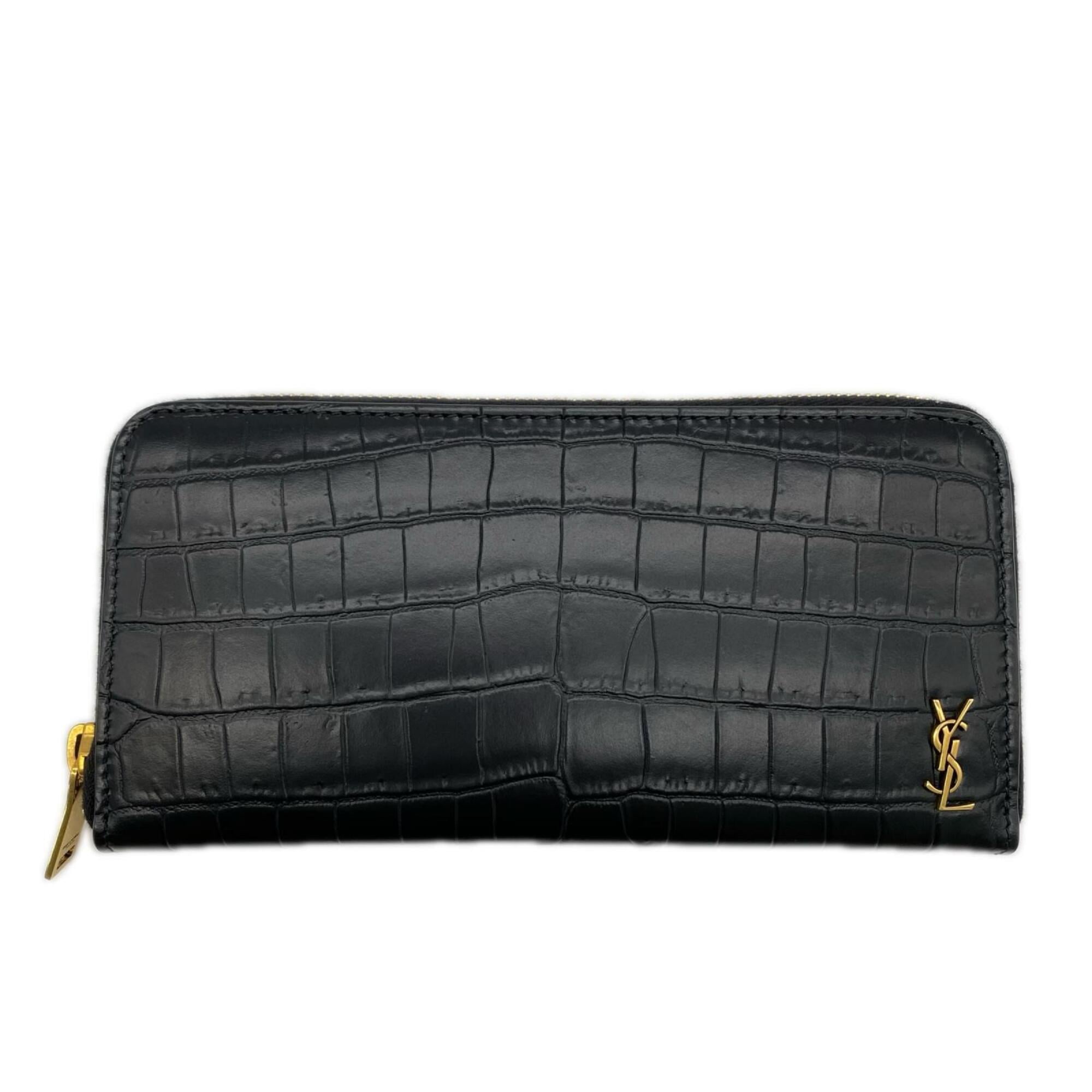 Yves Saint Laurent Black Leather Long Wallet (Bi-Fold) (Pre-Owned)
