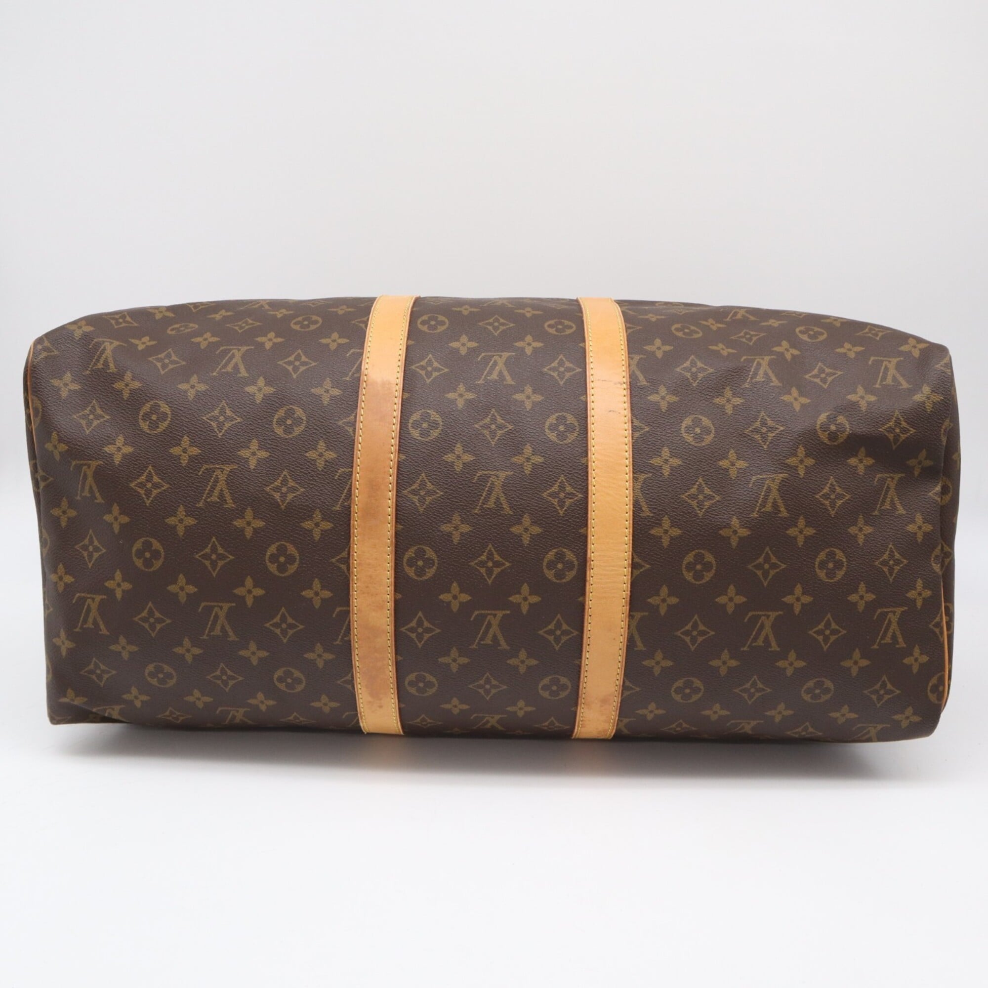 Louis Vuitton Beige Blue Brown Monogram Coated Canvas Leather Boston Bag Handbag (Pre-Owned)