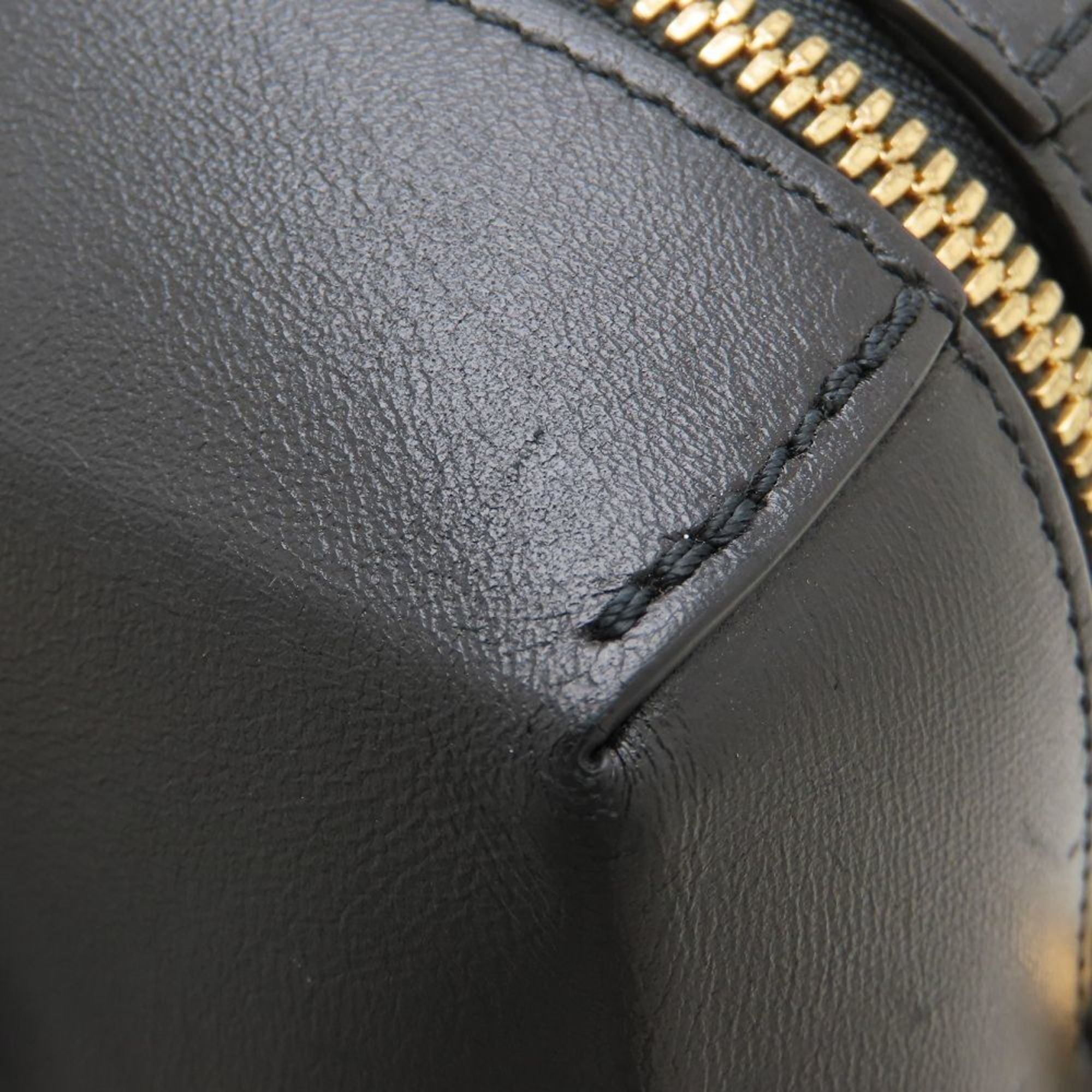 Louis Vuitton Black Brown Canvas Leather Handbag (Pre-Owned)