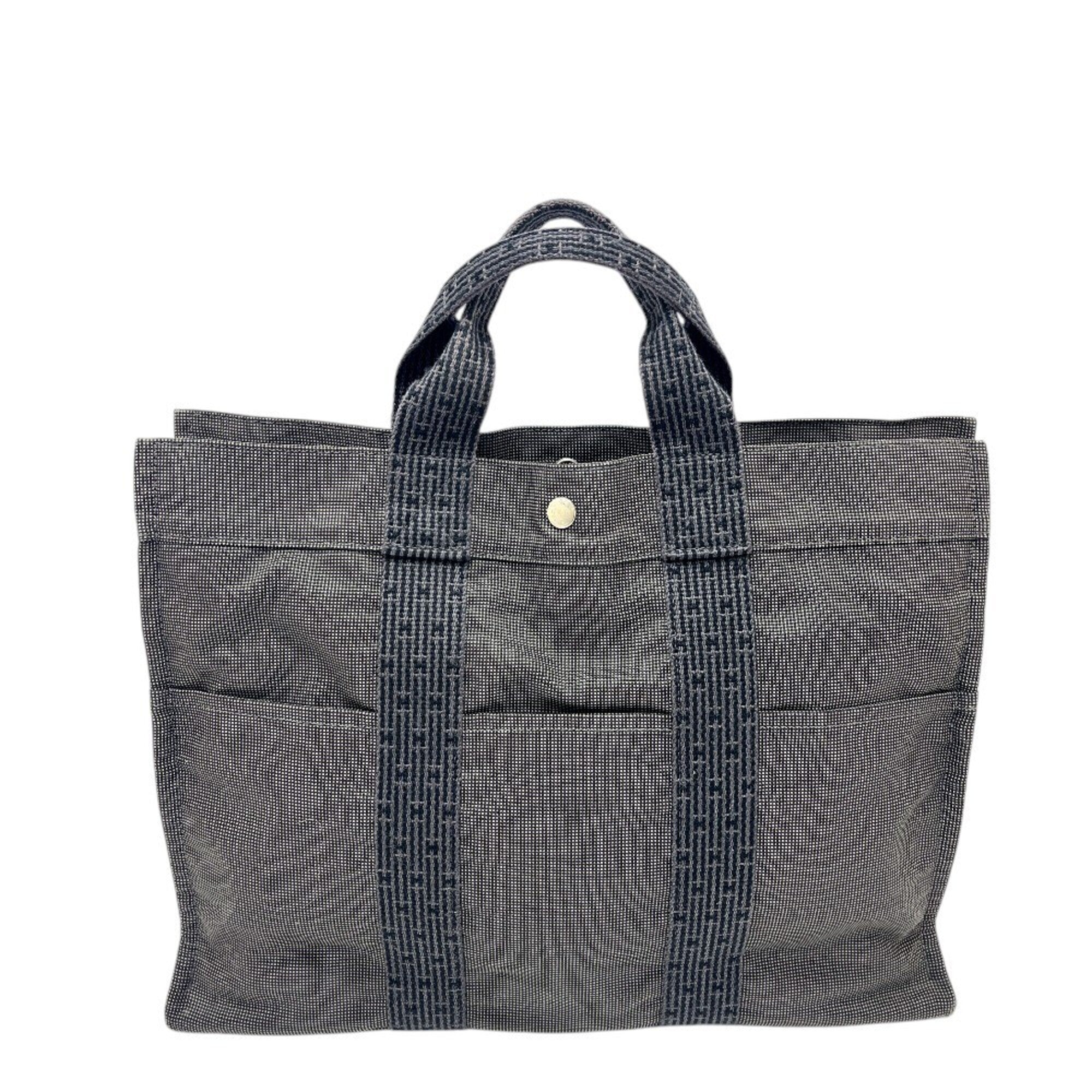 Hermes Gray Canvas Handbag Tote Bag (Pre-Owned)