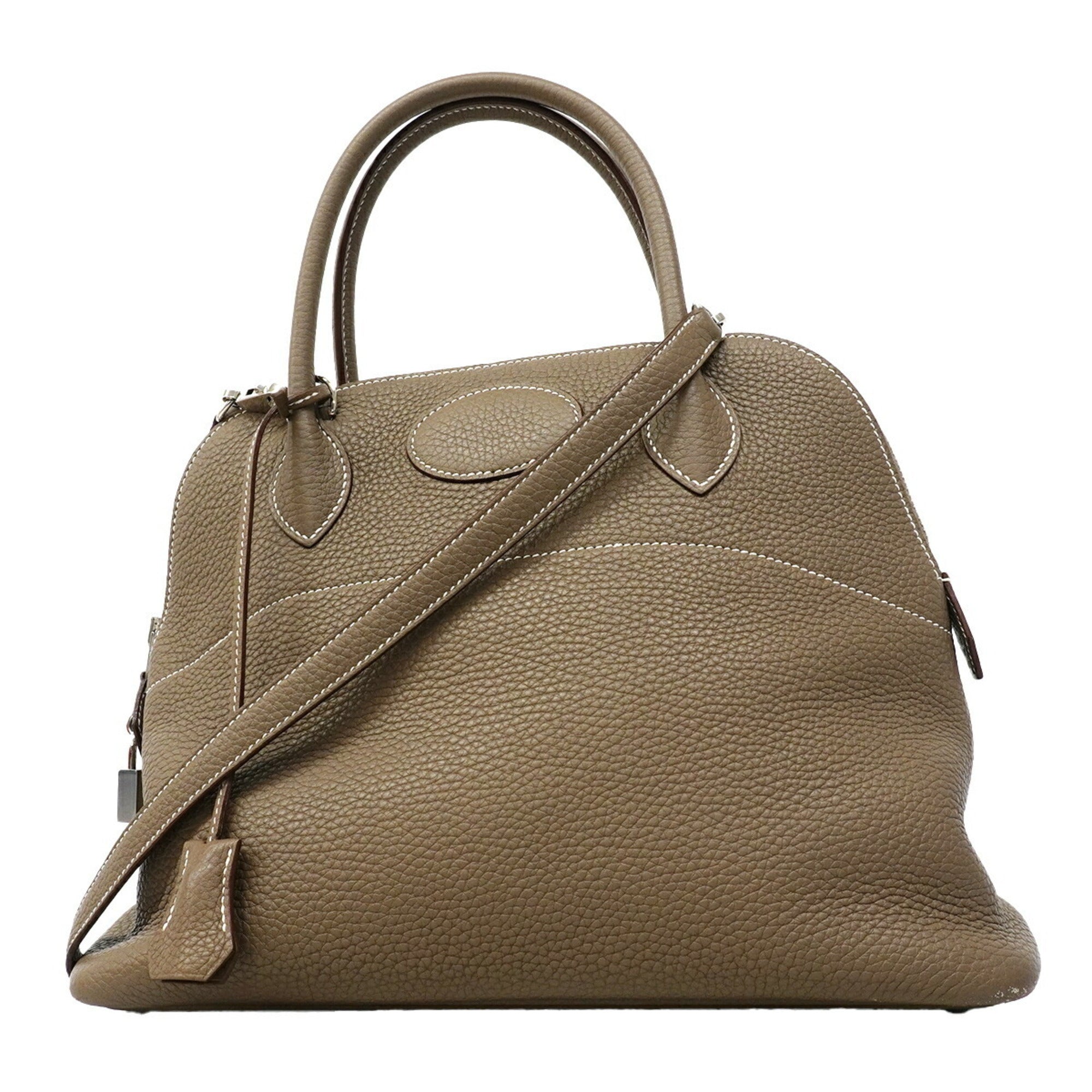 Hermes Etoupe Gray Taurillon Clemence Leather Handbag (Pre-Owned)