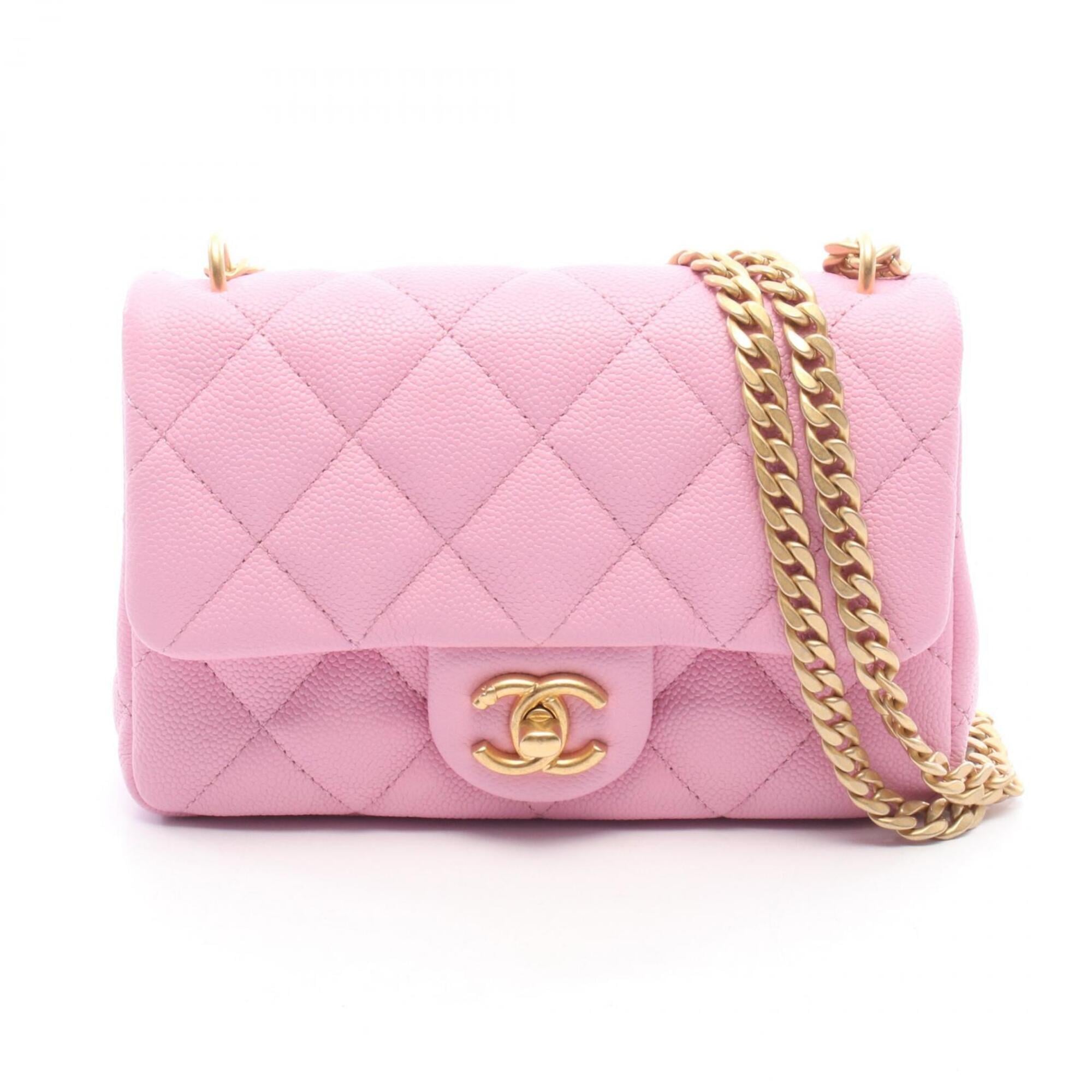 Chanel Pink Grained Calfskin Handbag Shoulder Bag (Pre-Owned)