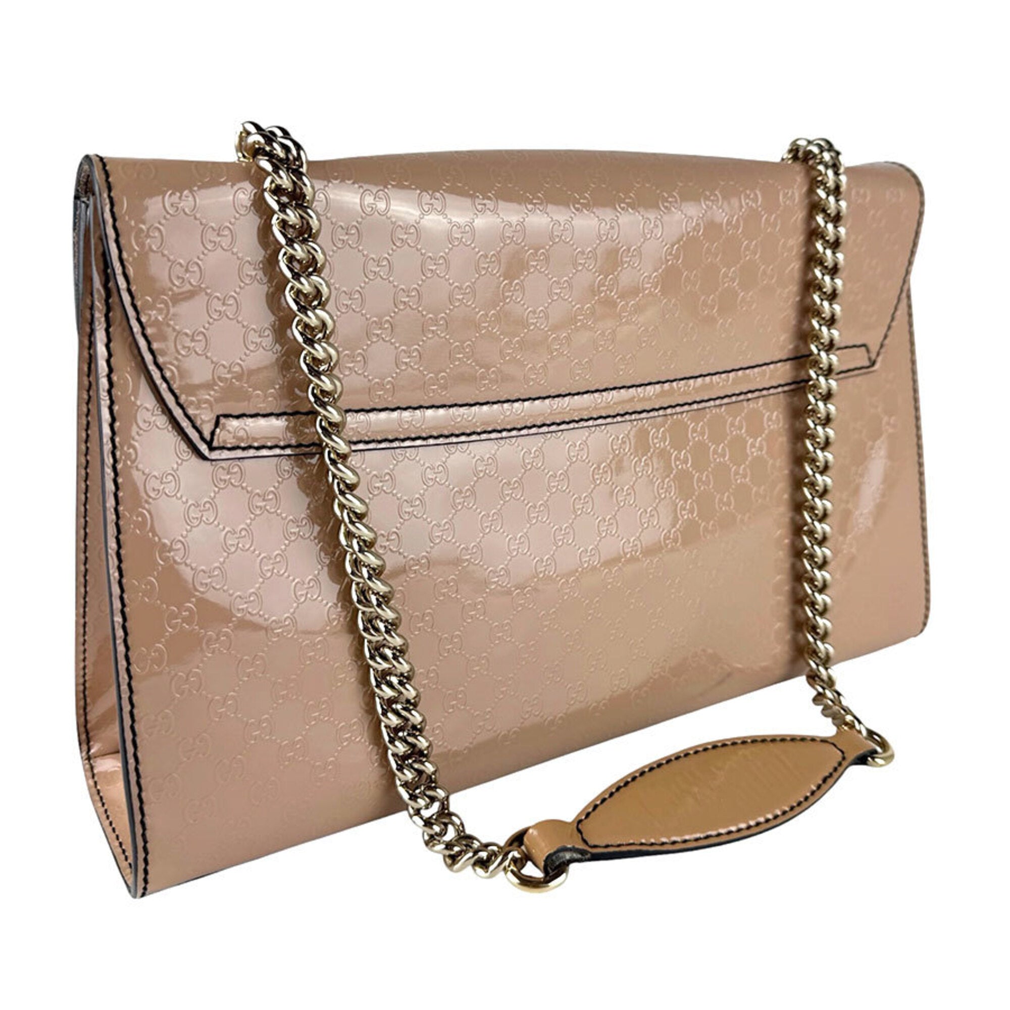 Gucci Pink Beige Patent Leather Shoulder Bag (Pre-Owned)