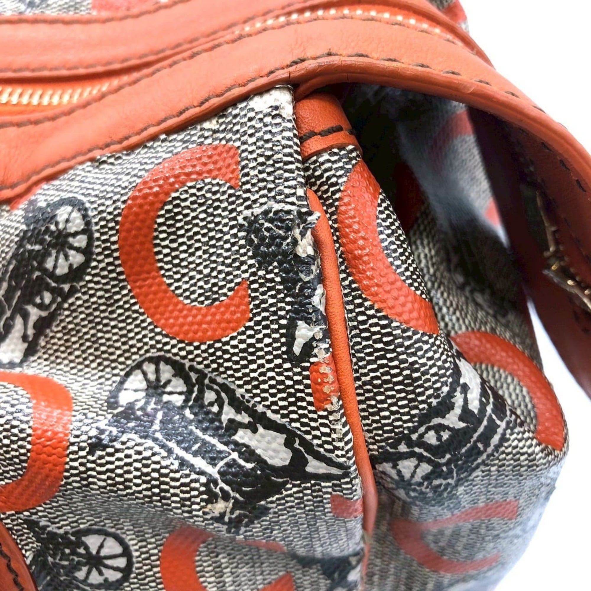Celine Orange Canvas Leather Handbag (Pre-Owned)