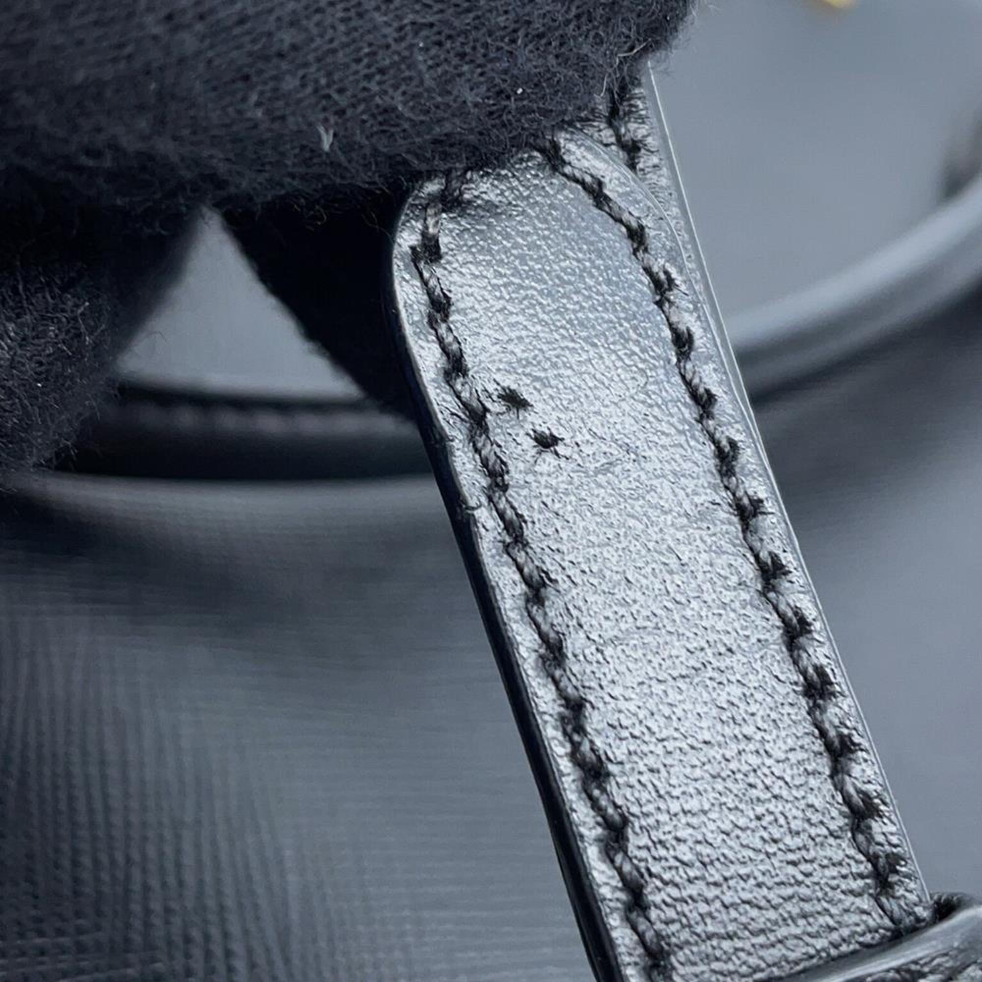 Prada Black Leather Shoulder Bag Tote Bag (Pre-Owned)