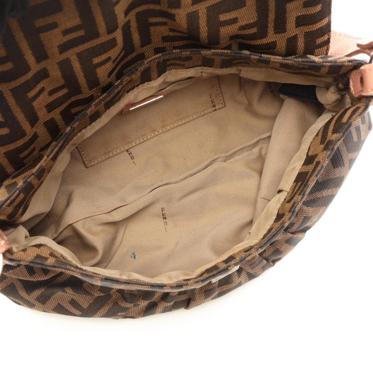 Fendi Black Brown Pink Canvas Leather Handbag Shoulder Bag (Pre-Owned)