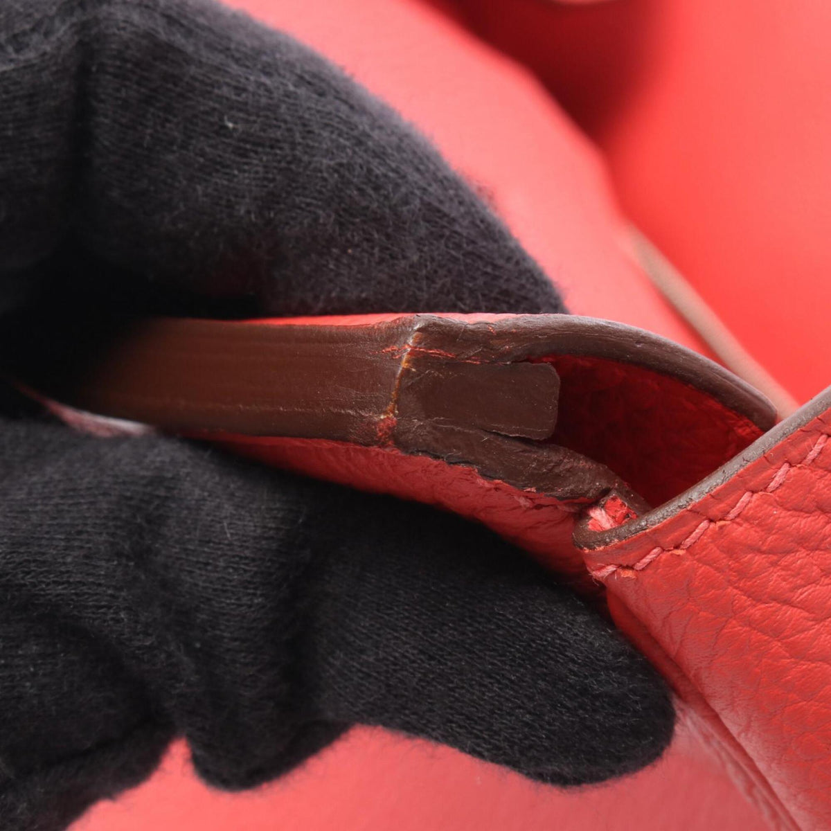 Hermes Red Color Togo Leather Leather Handbag (Pre-Owned)