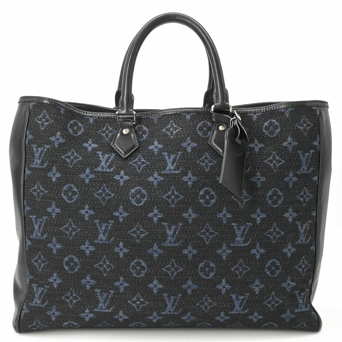 Louis Vuitton Black Navy Jacquard Leather Pouch Tote Bag (Pre-Owned)