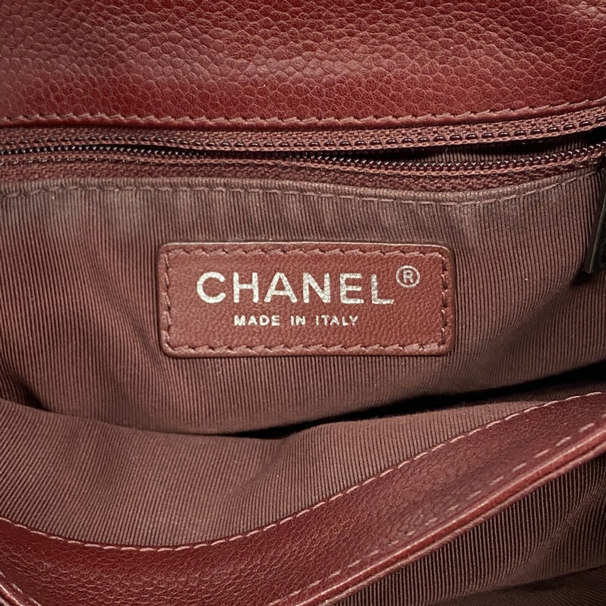 Chanel Bordeaux Grained Calfskin Shoulder Bag (Pre-Owned)