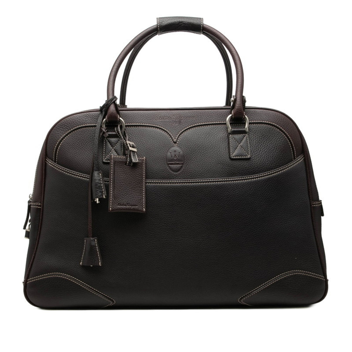 Salvatore Ferragamo Brown Leather Boston Bag Pouch (Pre-Owned)