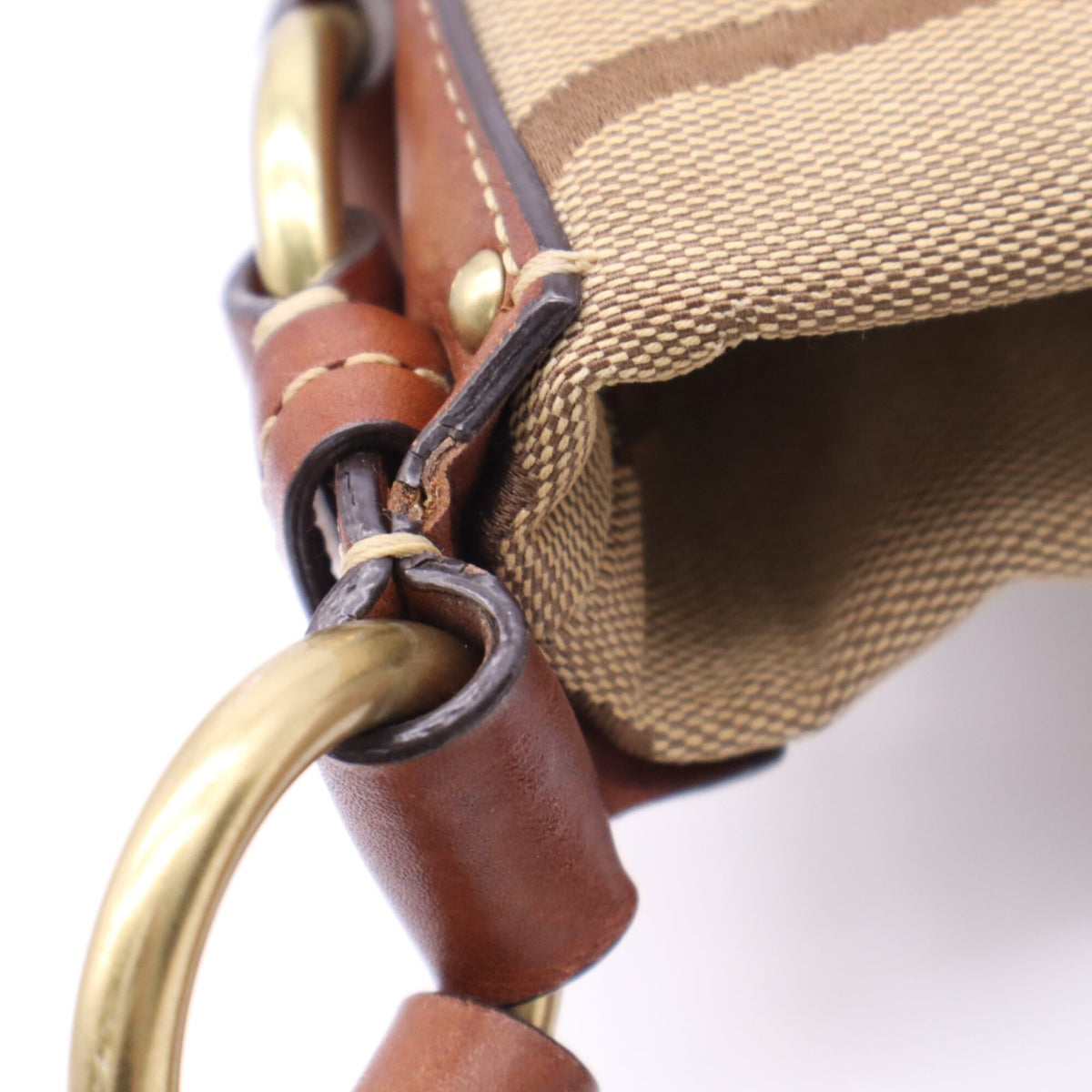Coach Beige Brown Signature Line Shoulder Bag (Pre-Owned)
