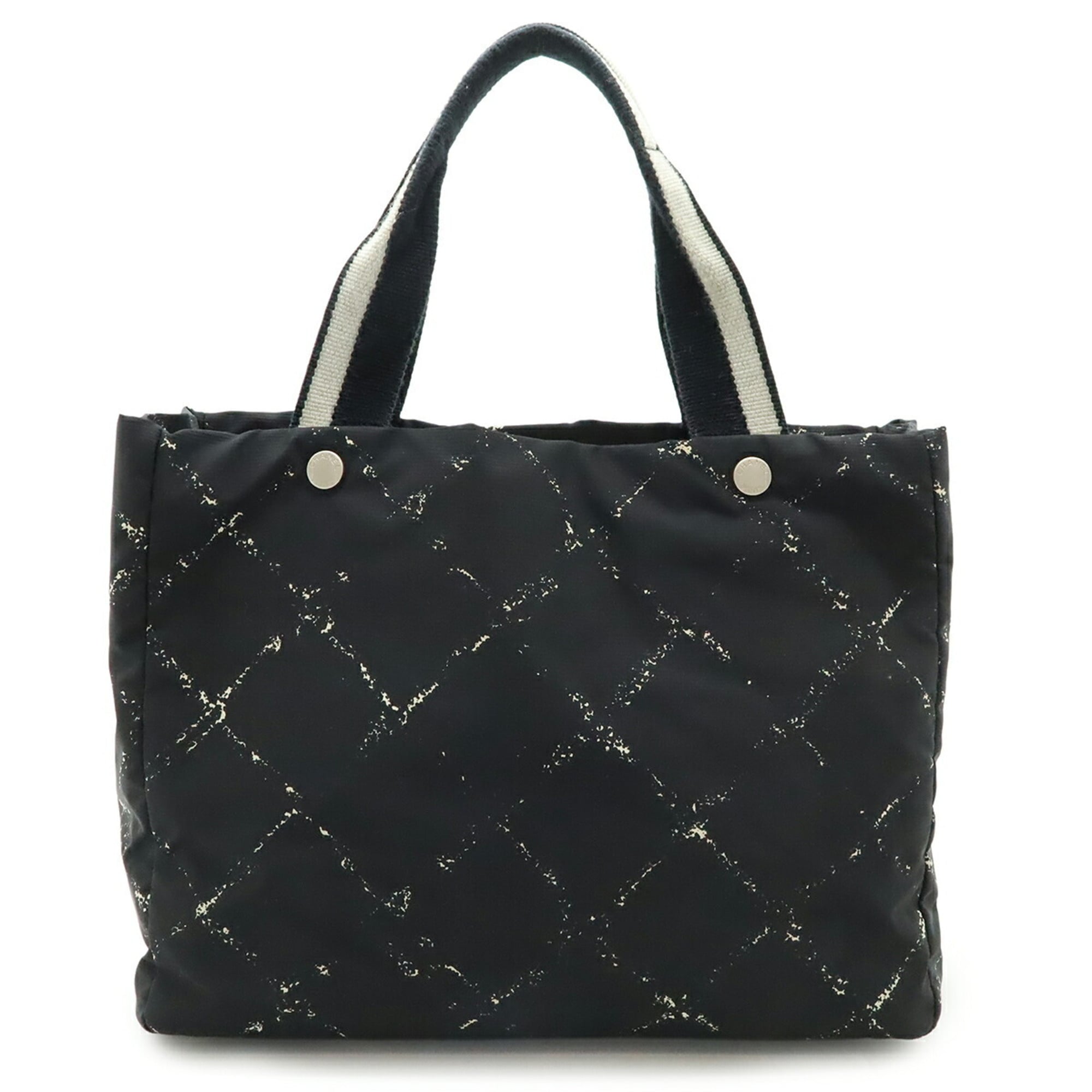 Chanel Black Red Color Nylon Shoulder Bag Tote Bag (Pre-Owned)