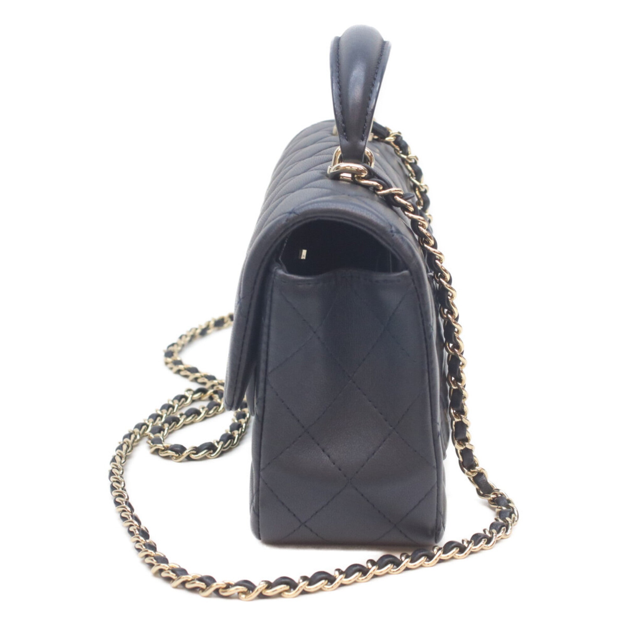 Chanel Matelasse Navy Leather Shoulder Bag (Pre-Owned)