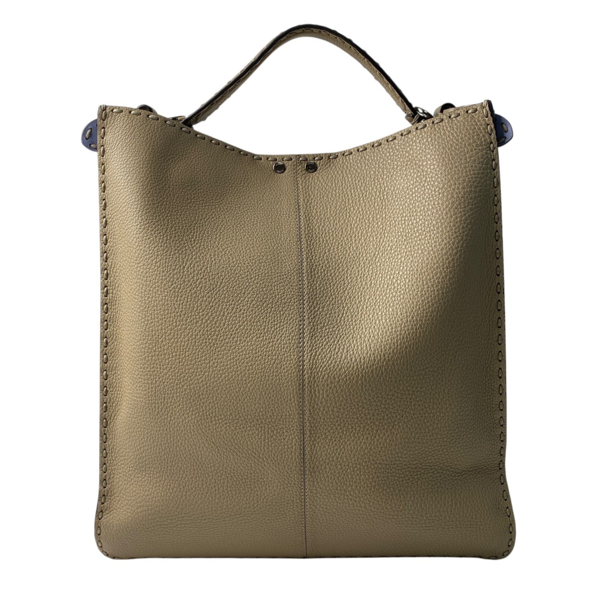 Fendi Beige Leather Shoulder Bag Tote Bag (Pre-Owned)