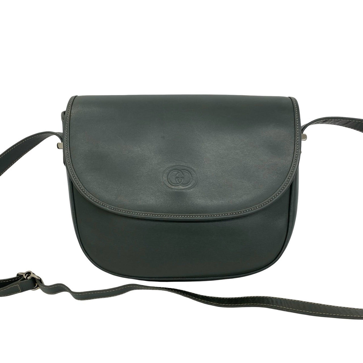 Gucci Gray Leather Pochette Shoulder Bag (Pre-Owned)