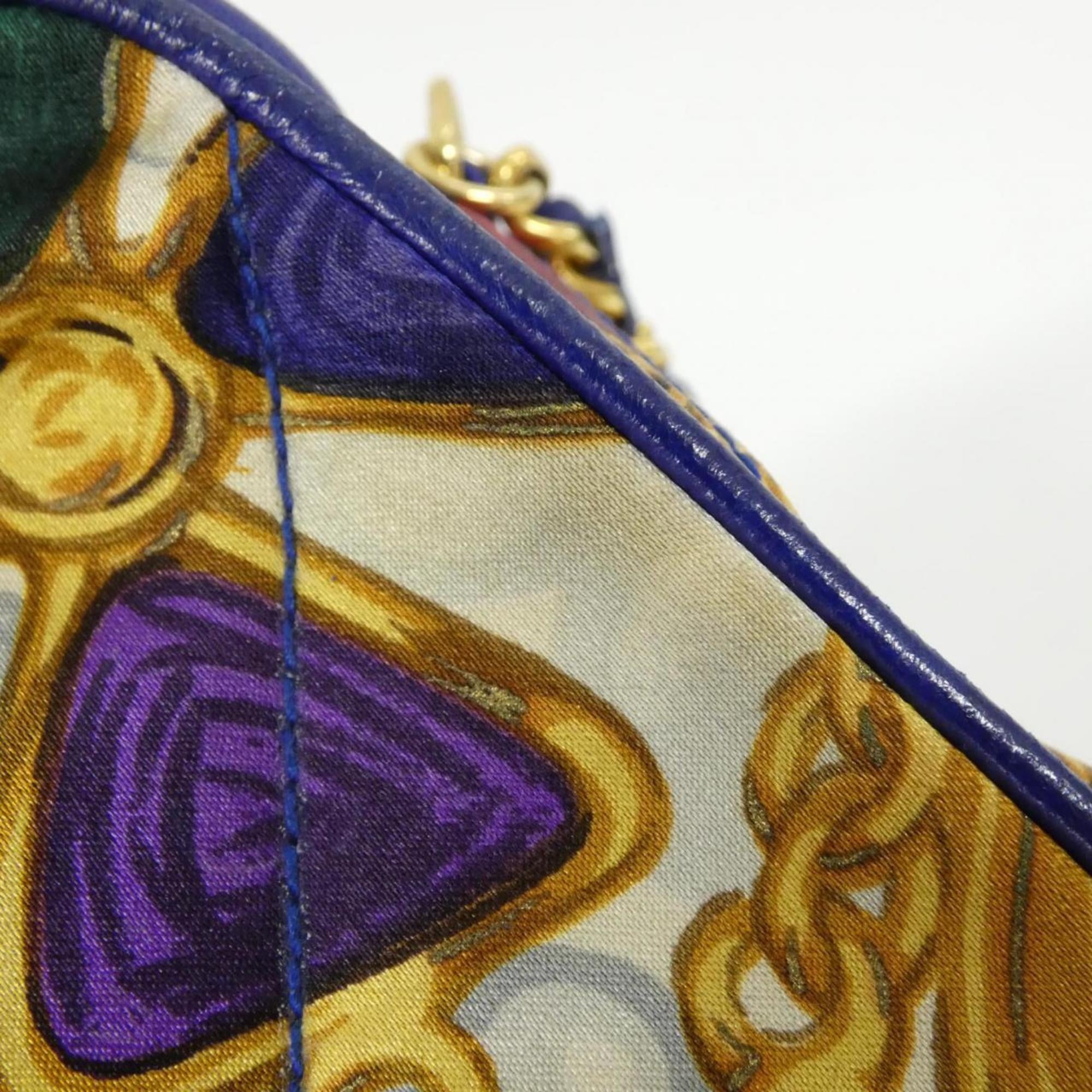 Chanel Blue Multi-Color Satin Leather Shoulder Bag (Pre-Owned)