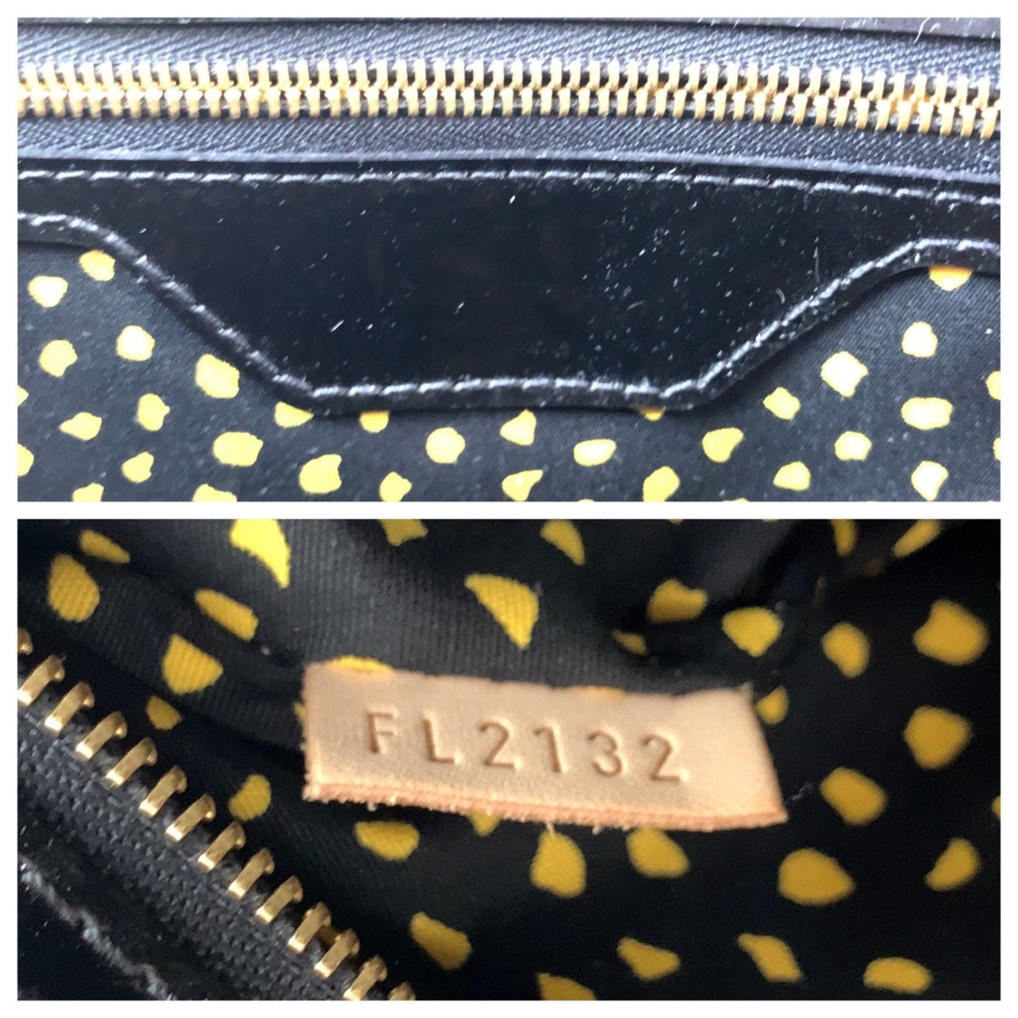 Louis Vuitton Black Jaune Yellow Patent Leather Handbag (Pre-Owned)