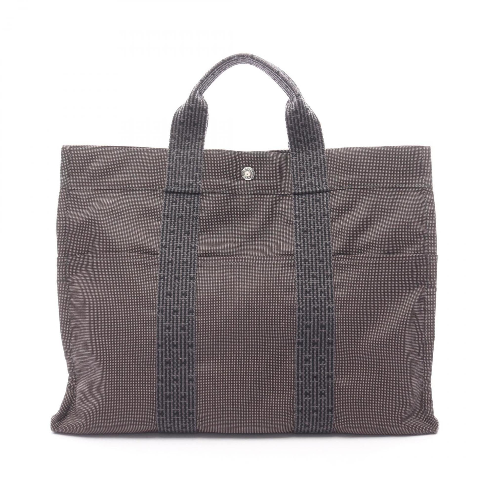 Hermes Gray Nylon Canvas Canvas Handbag Tote Bag (Pre-Owned)
