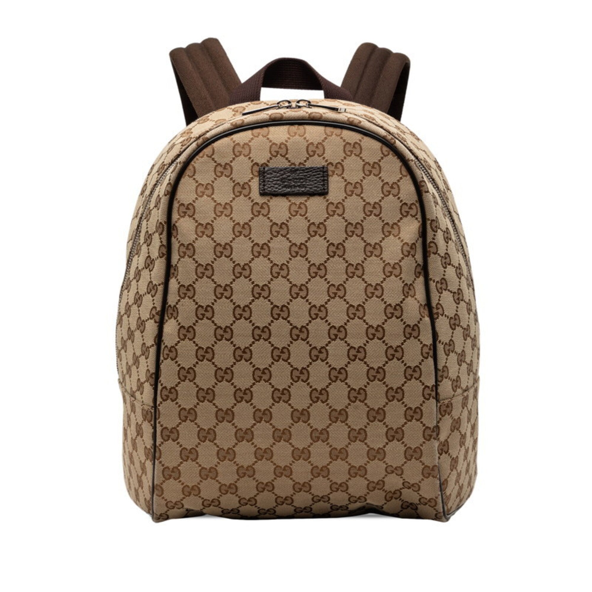 Gucci Beige Brown Canvas Leather Backpack (Pre-Owned)