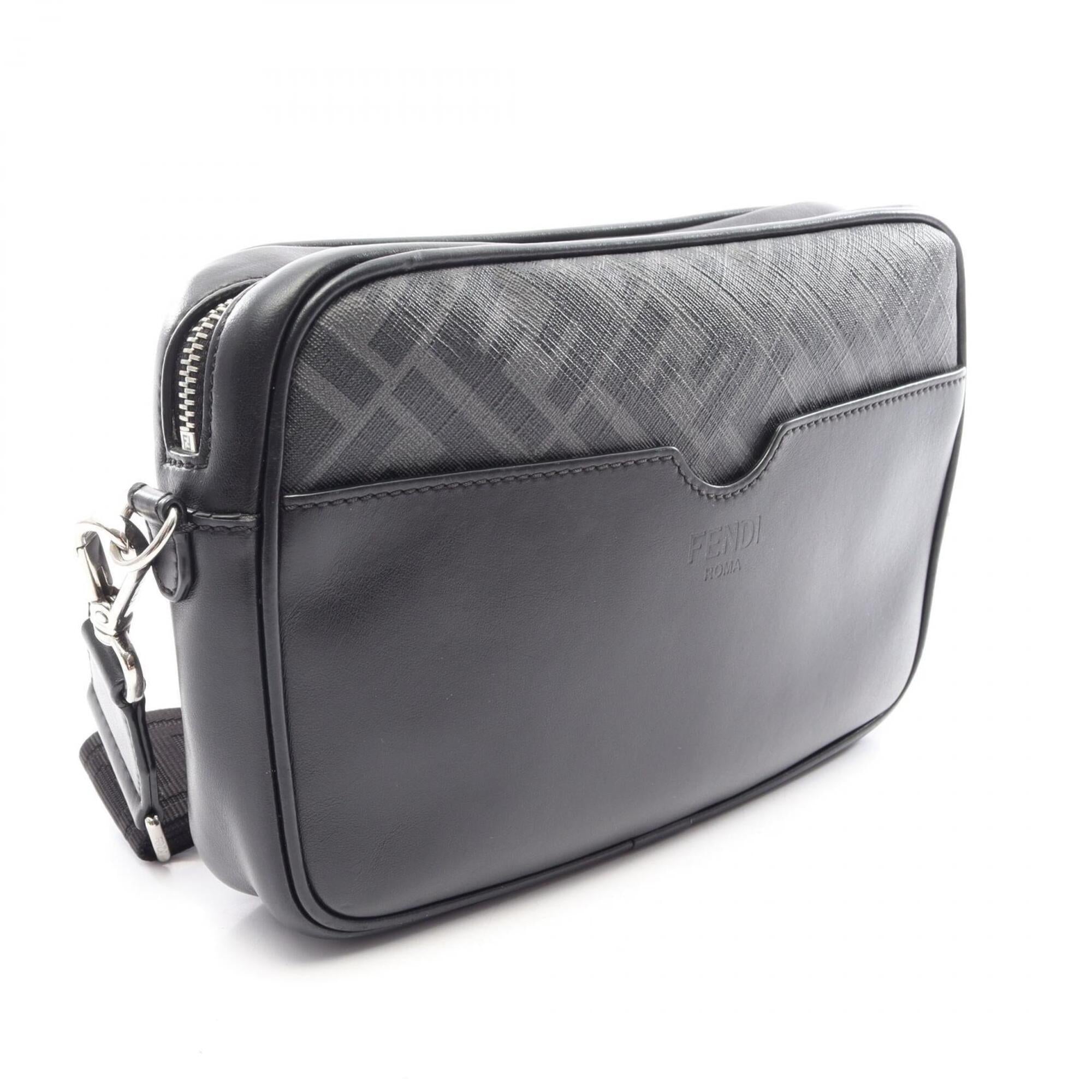 Fendi Black Gray Multi-Color Coated Canvas Leather Handbag Shoulder Bag (Pre-Owned)