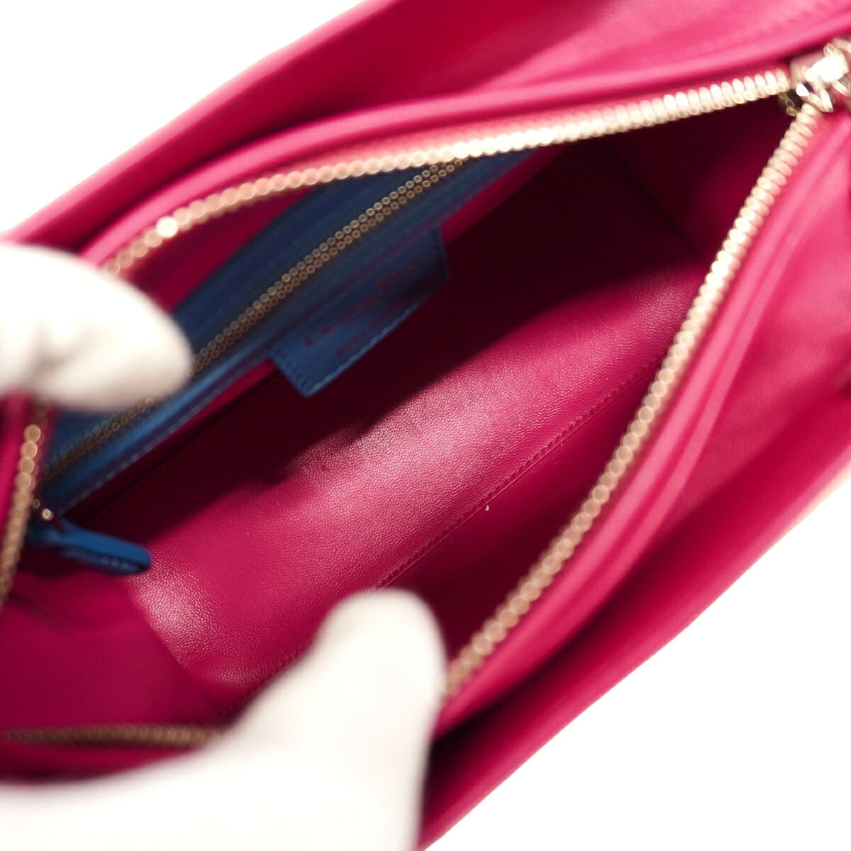 Christian Dior Beige Blue Pink Leather Handbag (Pre-Owned)