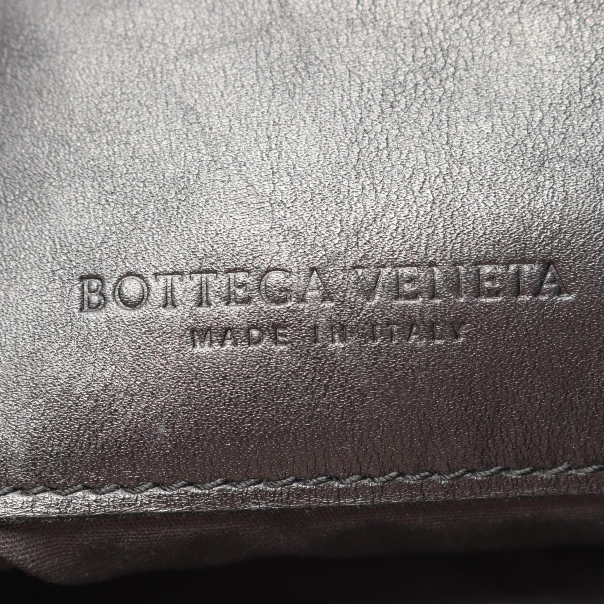 Bottega Veneta Intrecciato Black Navy Leather Handbag Shoulder Bag (Pre-Owned)