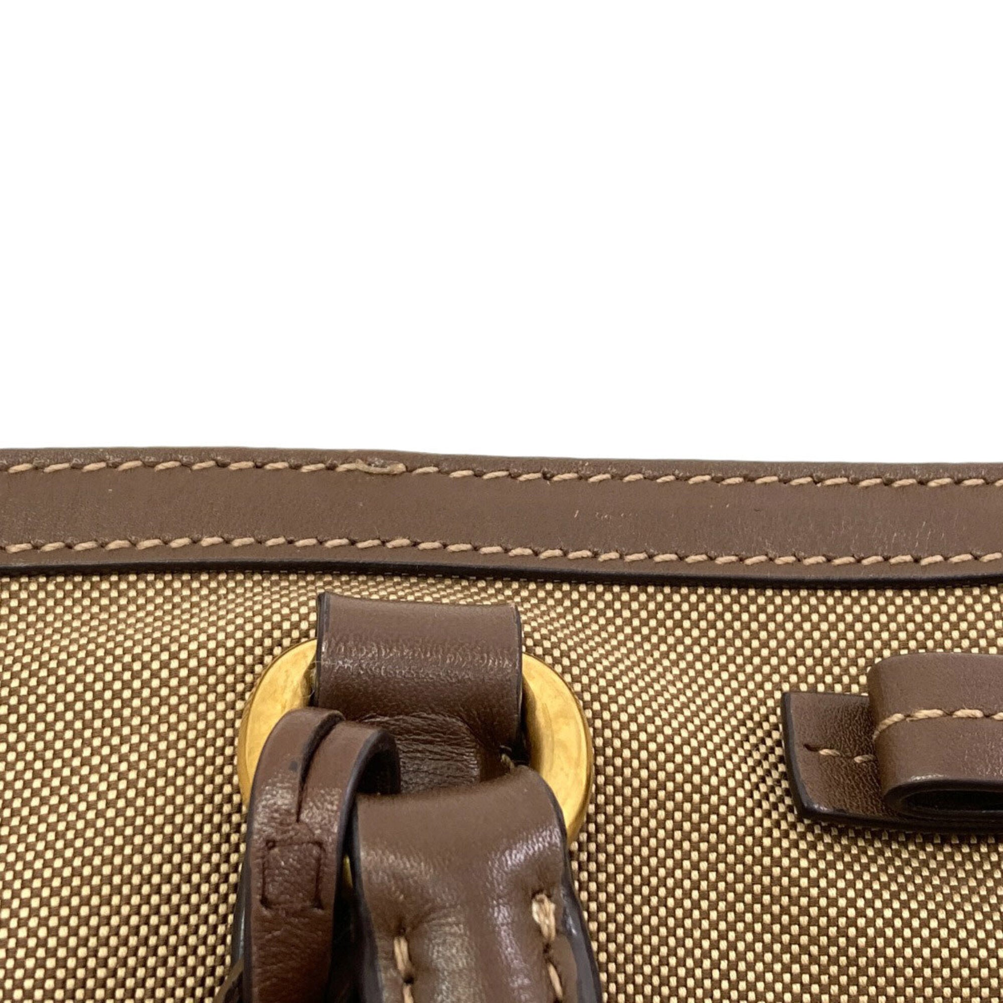 Prada Brown Canvas Leather Tote Bag (Pre-Owned)