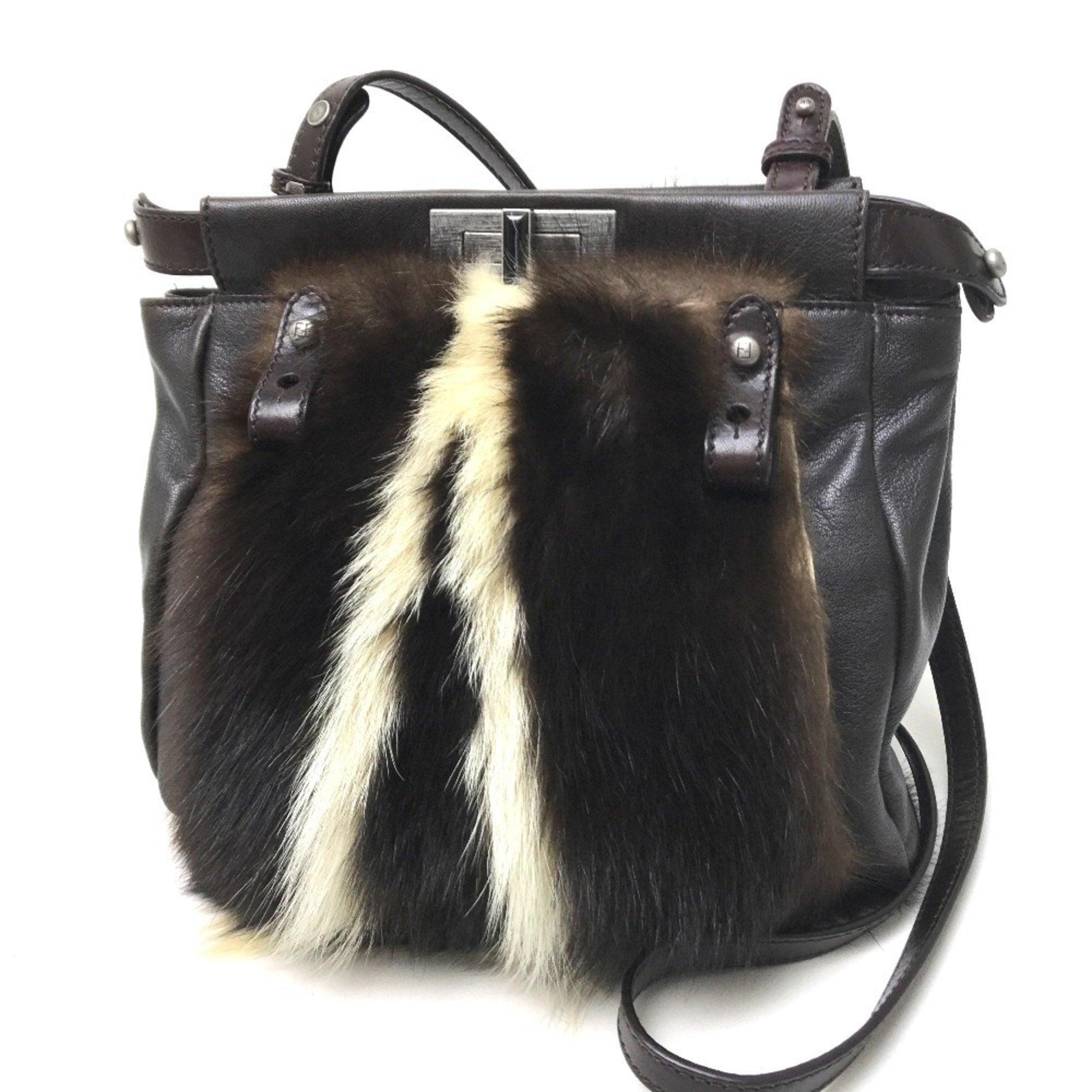 Fendi Dark Brown Fur Shoulder Bag (Pre-Owned)