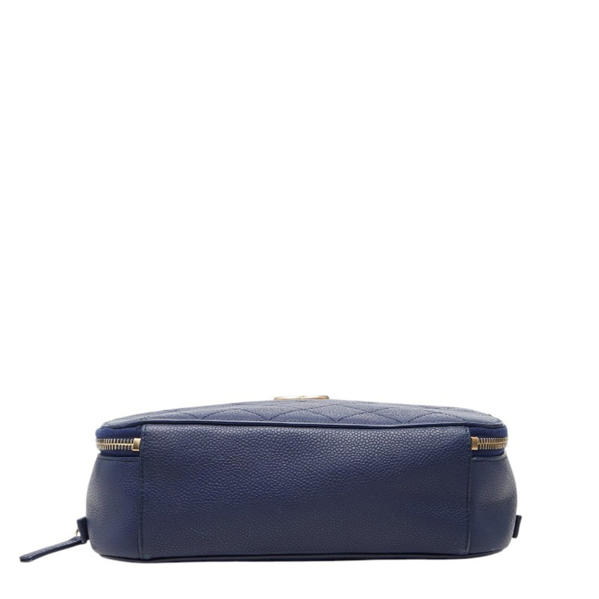 Chanel Navy Grained Calfskin Shoulder Bag Vanity Bag (Pre-Owned)