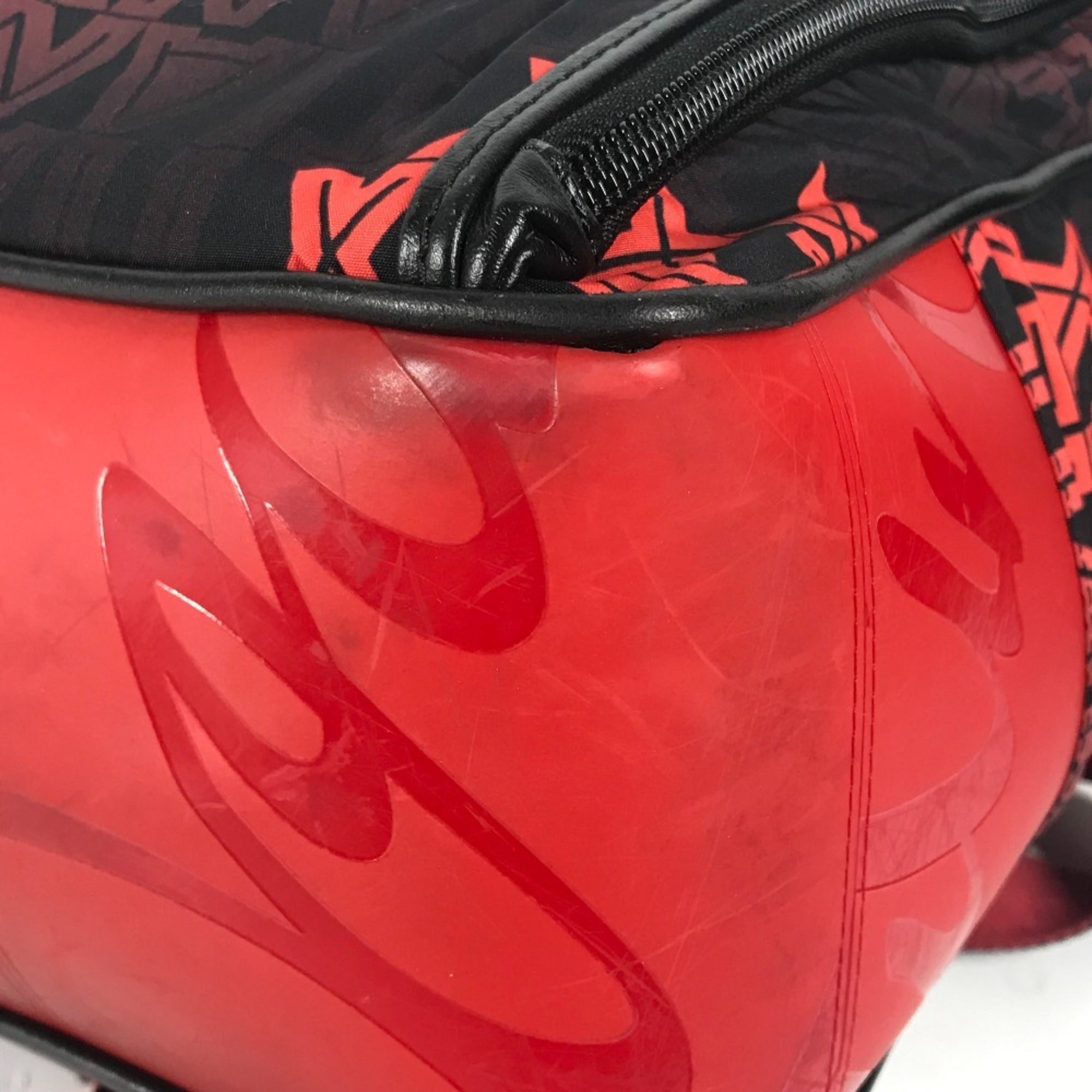 Christian Louboutin Black Red Color Nylon Leather Backpack (Pre-Owned)