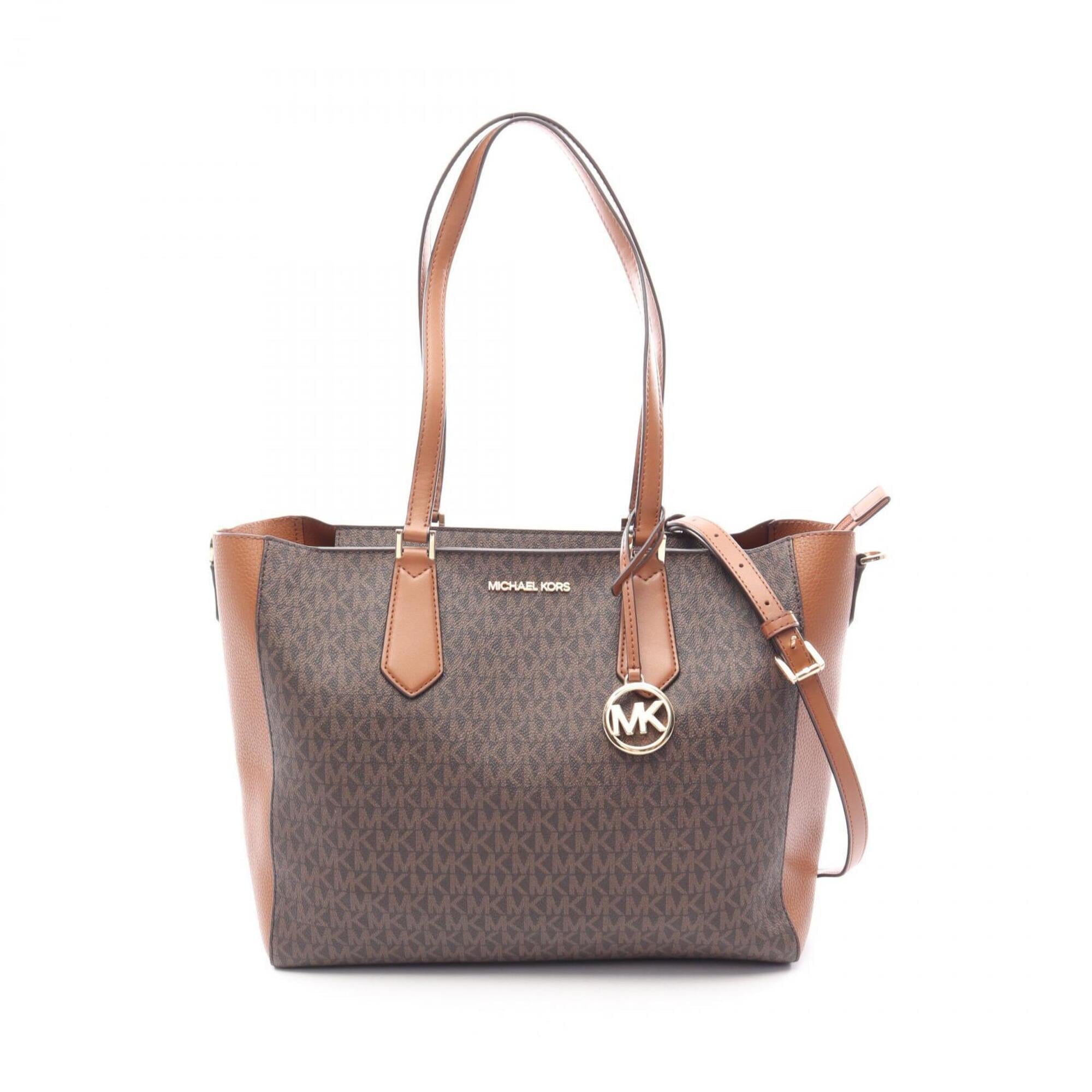 Michael Kors Brown Coated Canvas Leather Handbag Tote Bag (Pre-Owned)